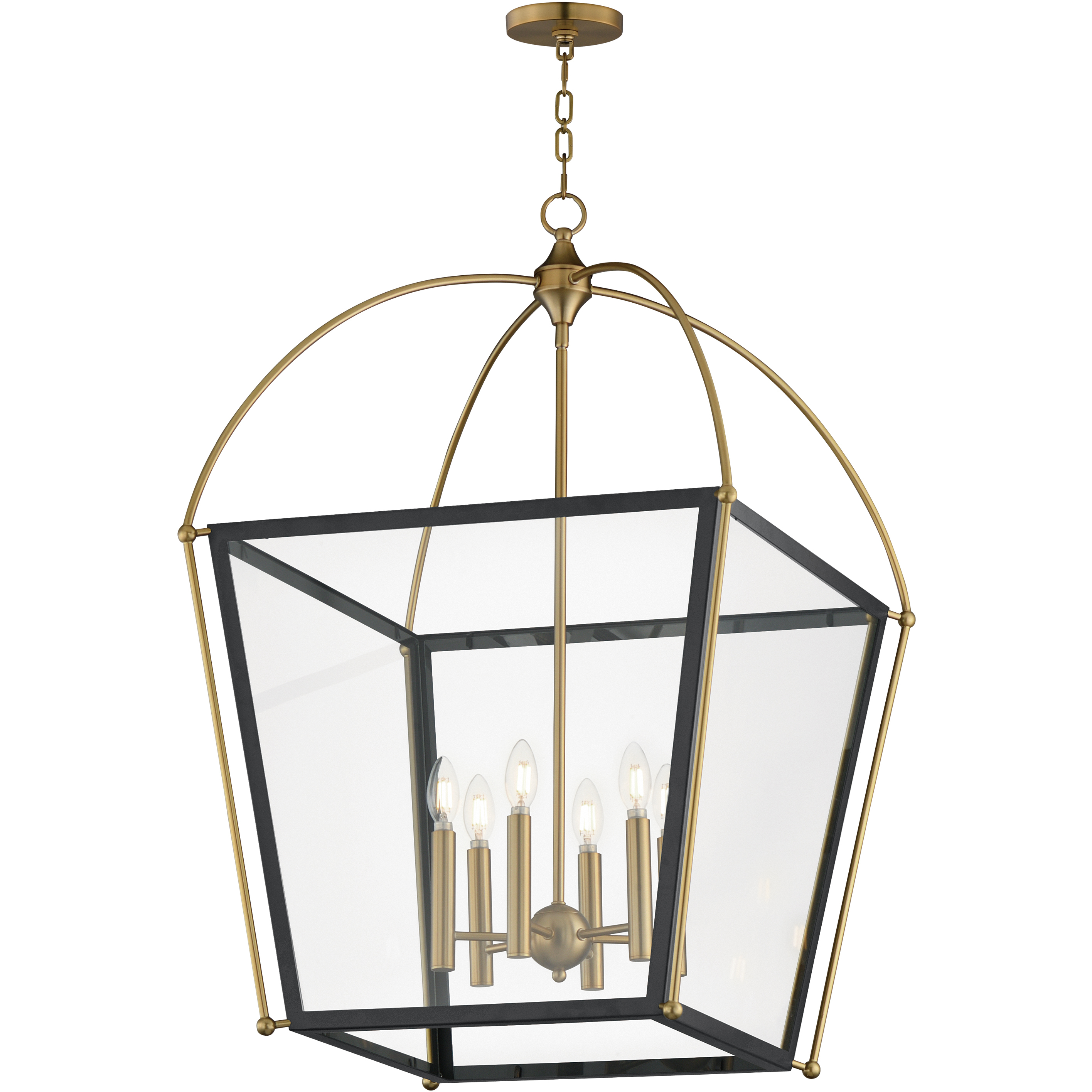 McCadden 6 Light 24 inch Black and Natural Aged Brass Entry Foyer Pendant Ceiling Light