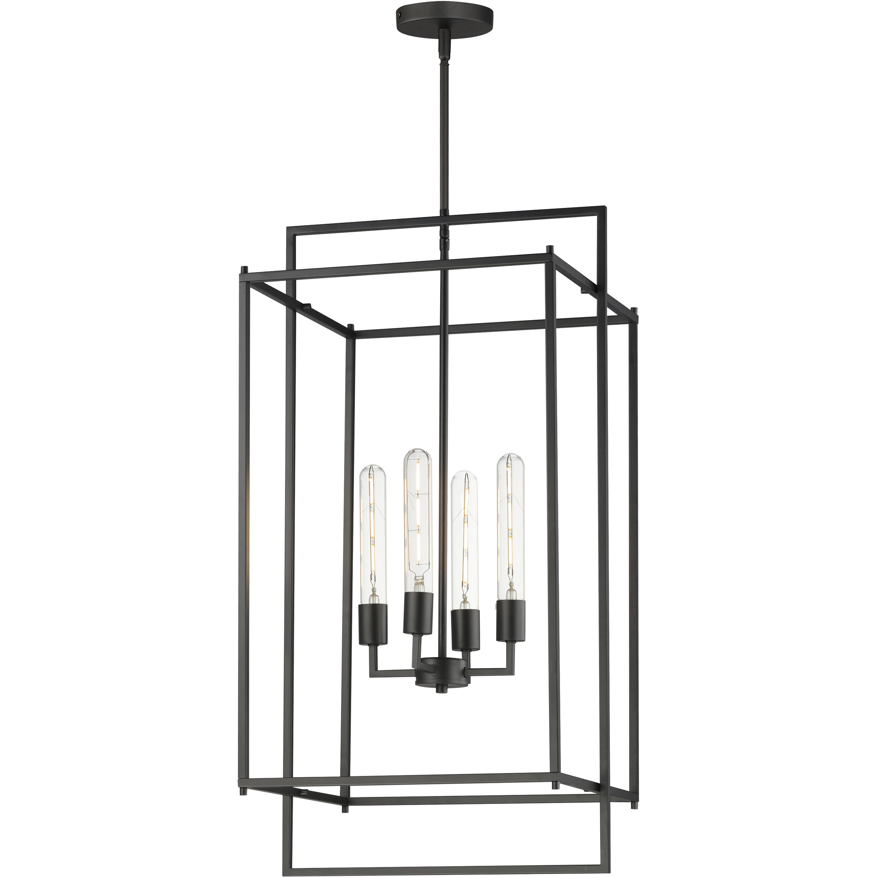 Gridline 4 Light 17 inch Black Single Pendant Ceiling Light