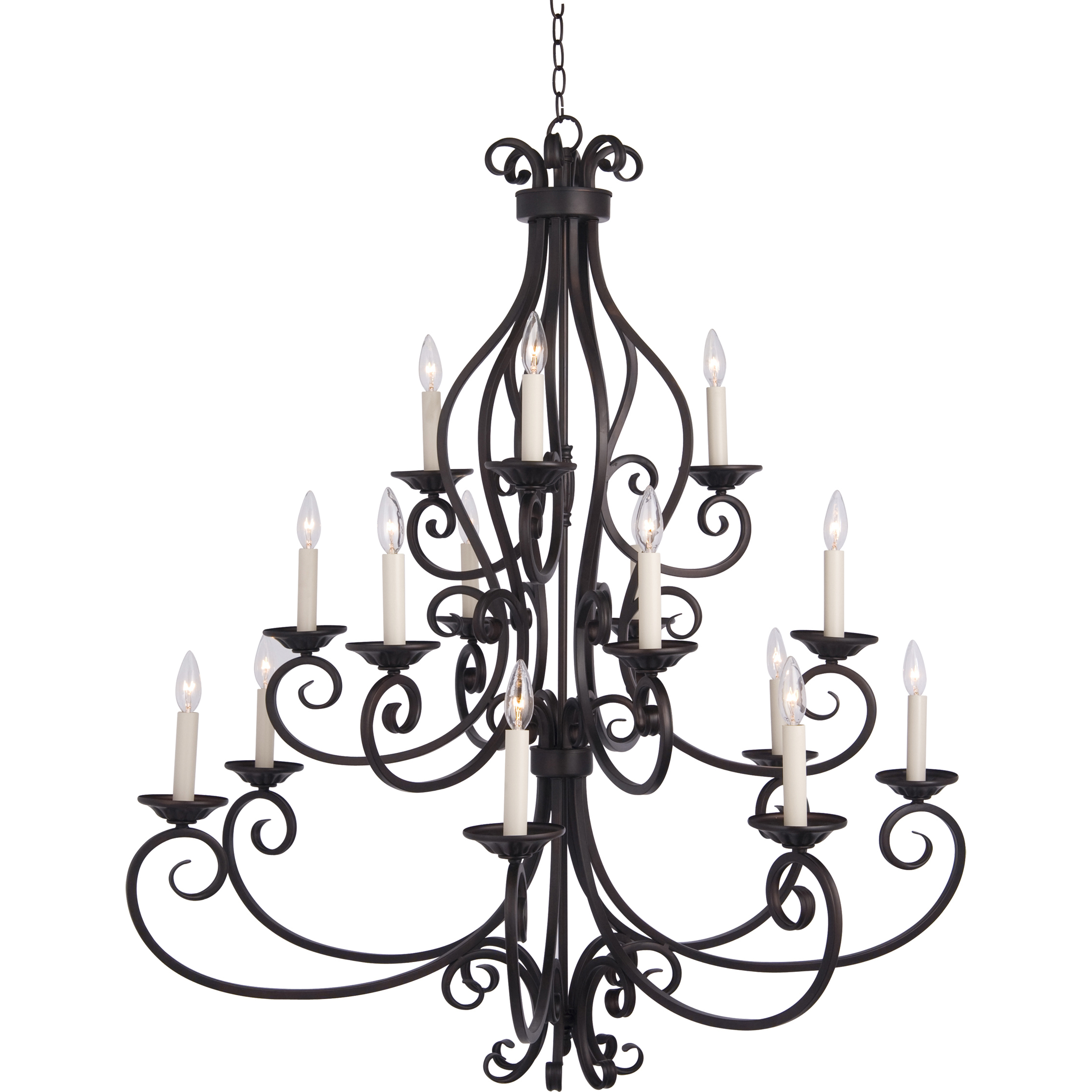Manor 15 Light 45 inch Oil Rubbed Bronze Multi-Tier Chandelier Ceiling Light in Without Shade