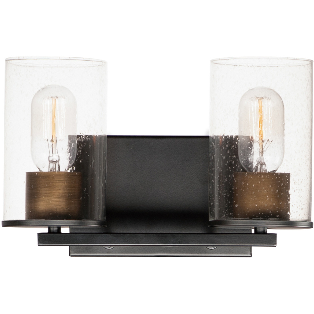 Sleek 2 Light 12 inch Antique Brass and Black Bath Vanity Wall Light
