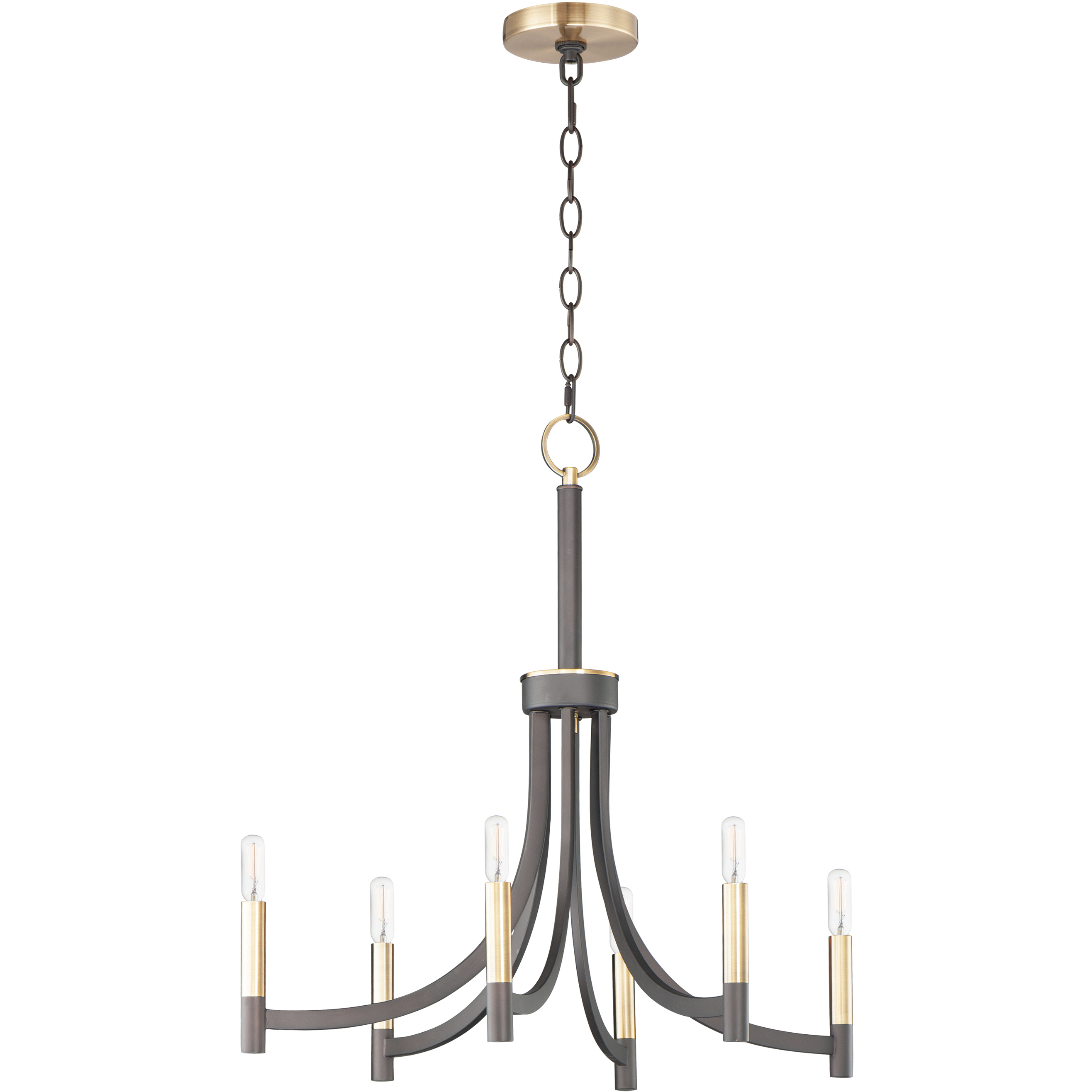 Lyndon 6 Light 28 inch Bronze and Antique Brass Chandelier Ceiling Light