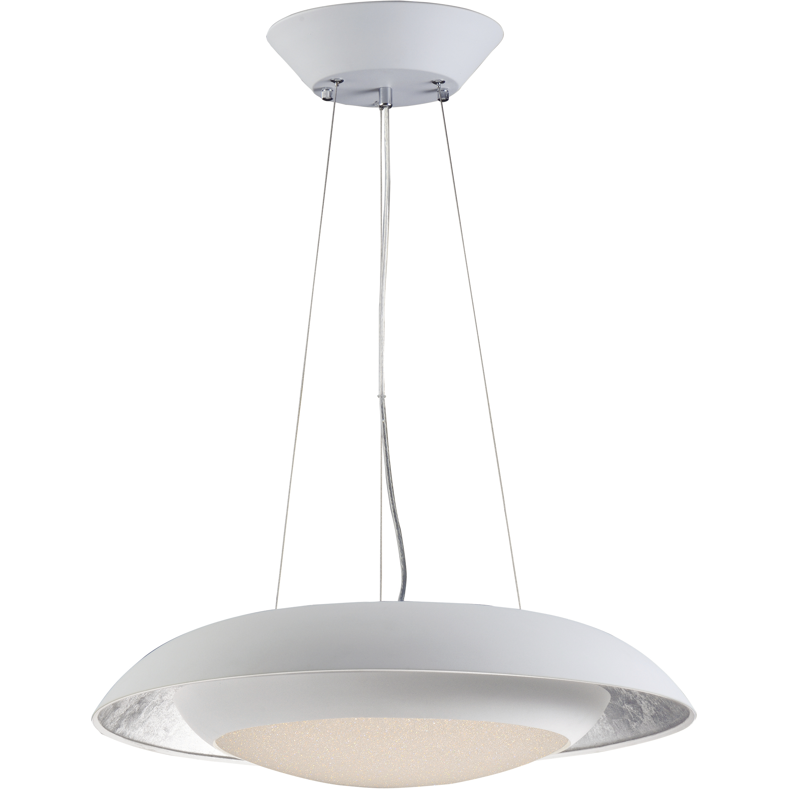 Iris LED 23.5 inch Silver Leaf and White Single Pendant Ceiling Light