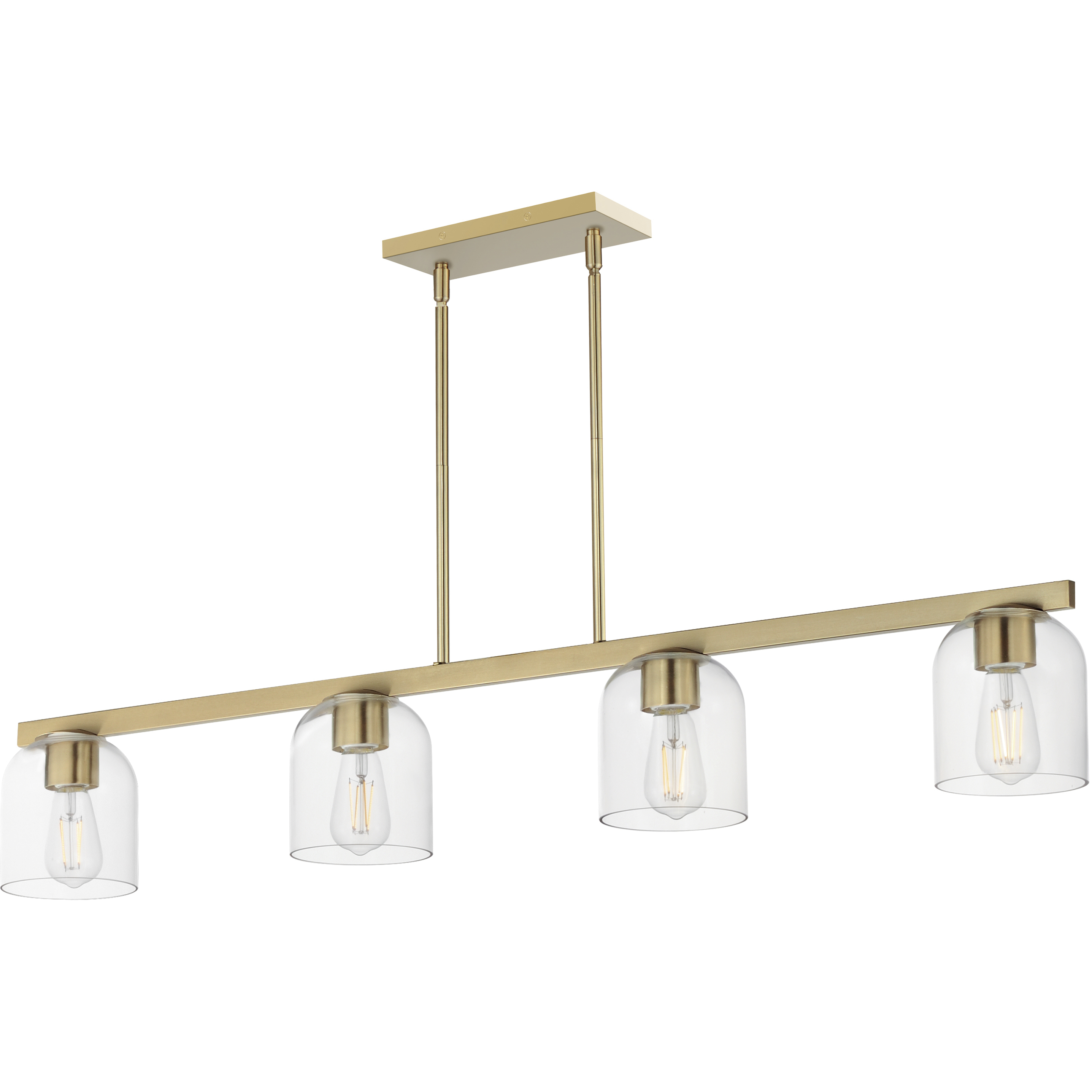 Scoop 4 Light 46 inch Natural Aged Brass Linear Pendant Ceiling Light in Clear