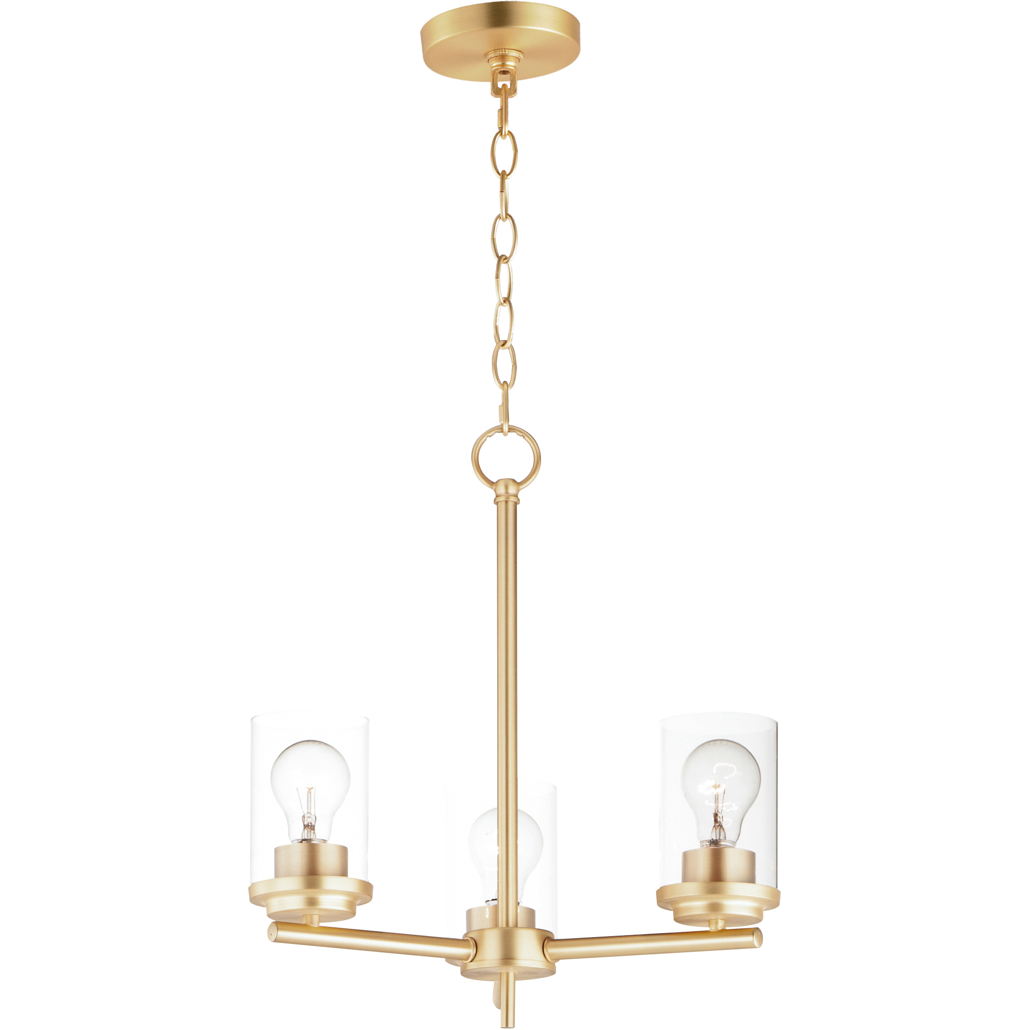 Corona 3 Light 16.5 inch Satin Brass Single-Tier Chandelier Ceiling Light in Clear