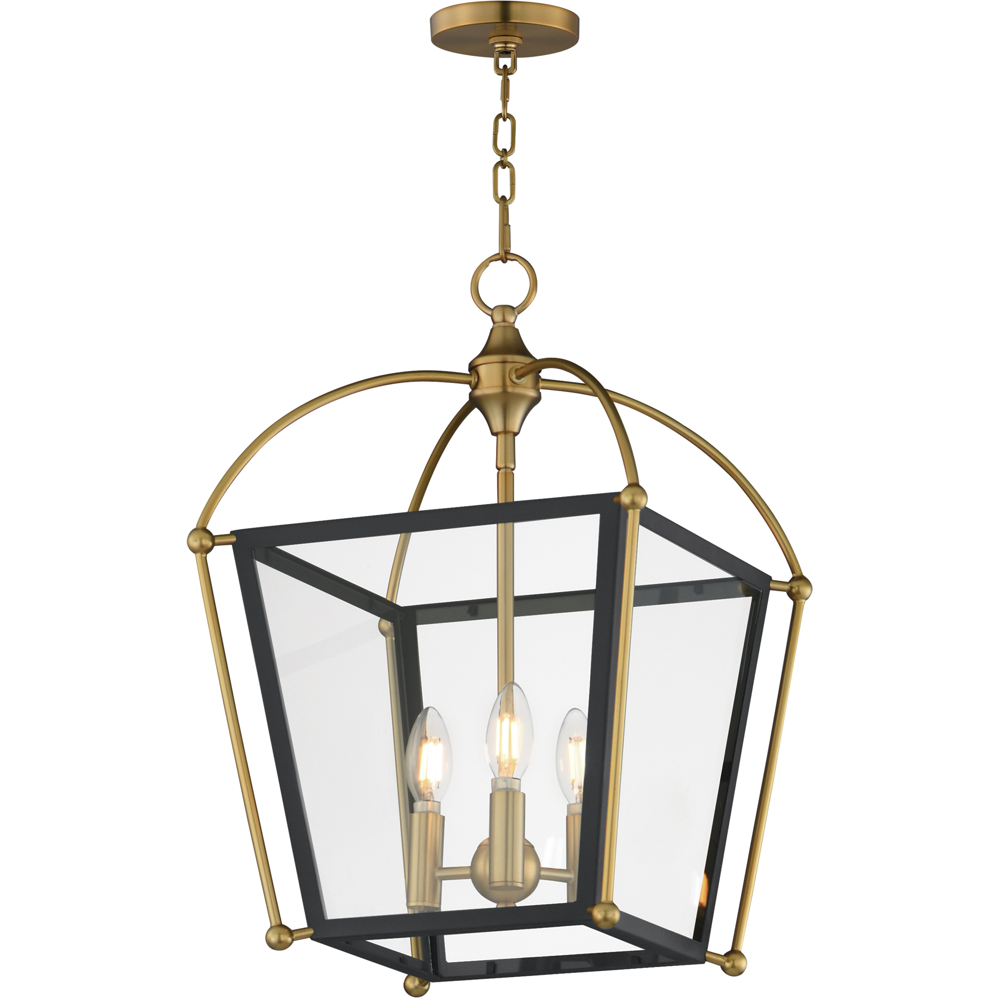 McCadden 3 Light 13.5 inch Black and Natural Aged Brass Entry Foyer Pendant Ceiling Light