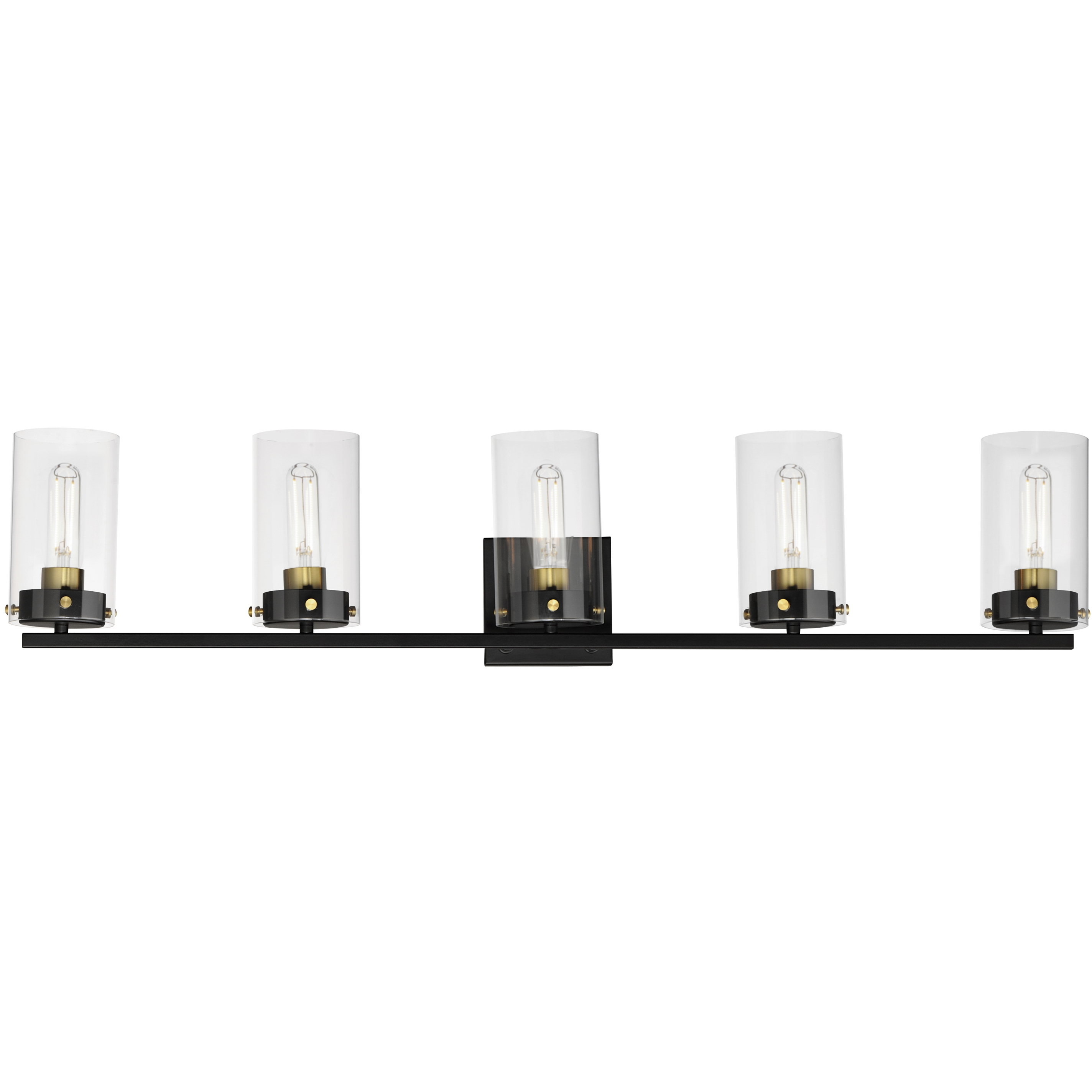 Pinn 5 Light 39 inch Black and Satin Brass Bath Vanity Wall Light
