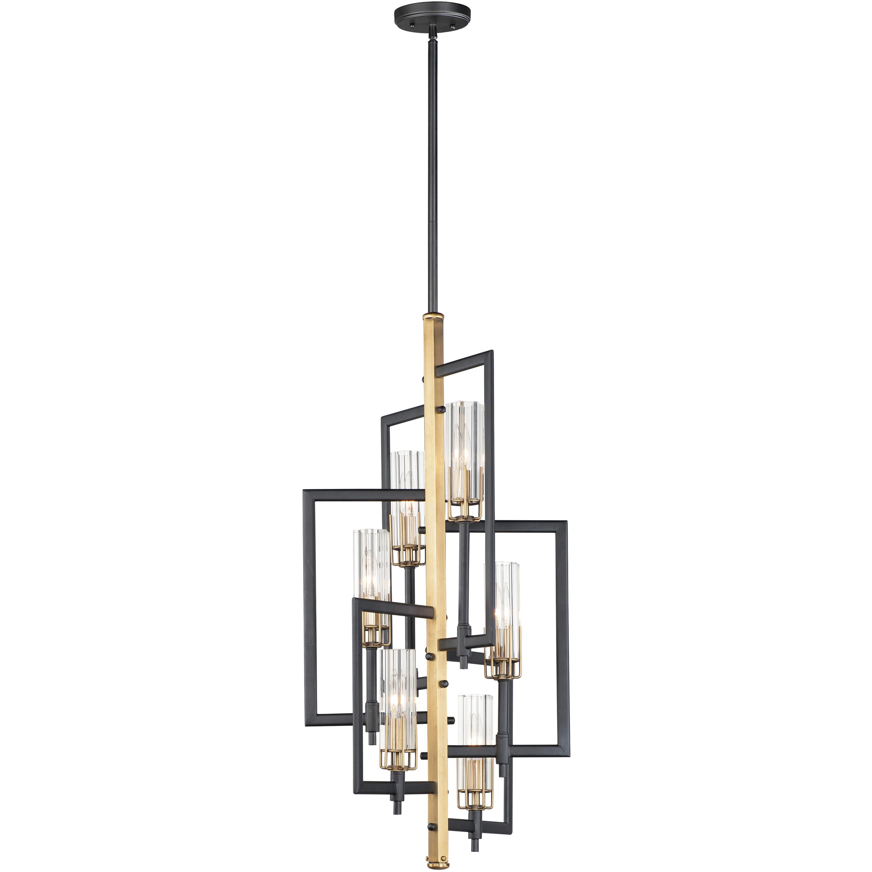 Flambeau 6 Light 14 inch Black and Antique Brass Chandelier Ceiling Light
