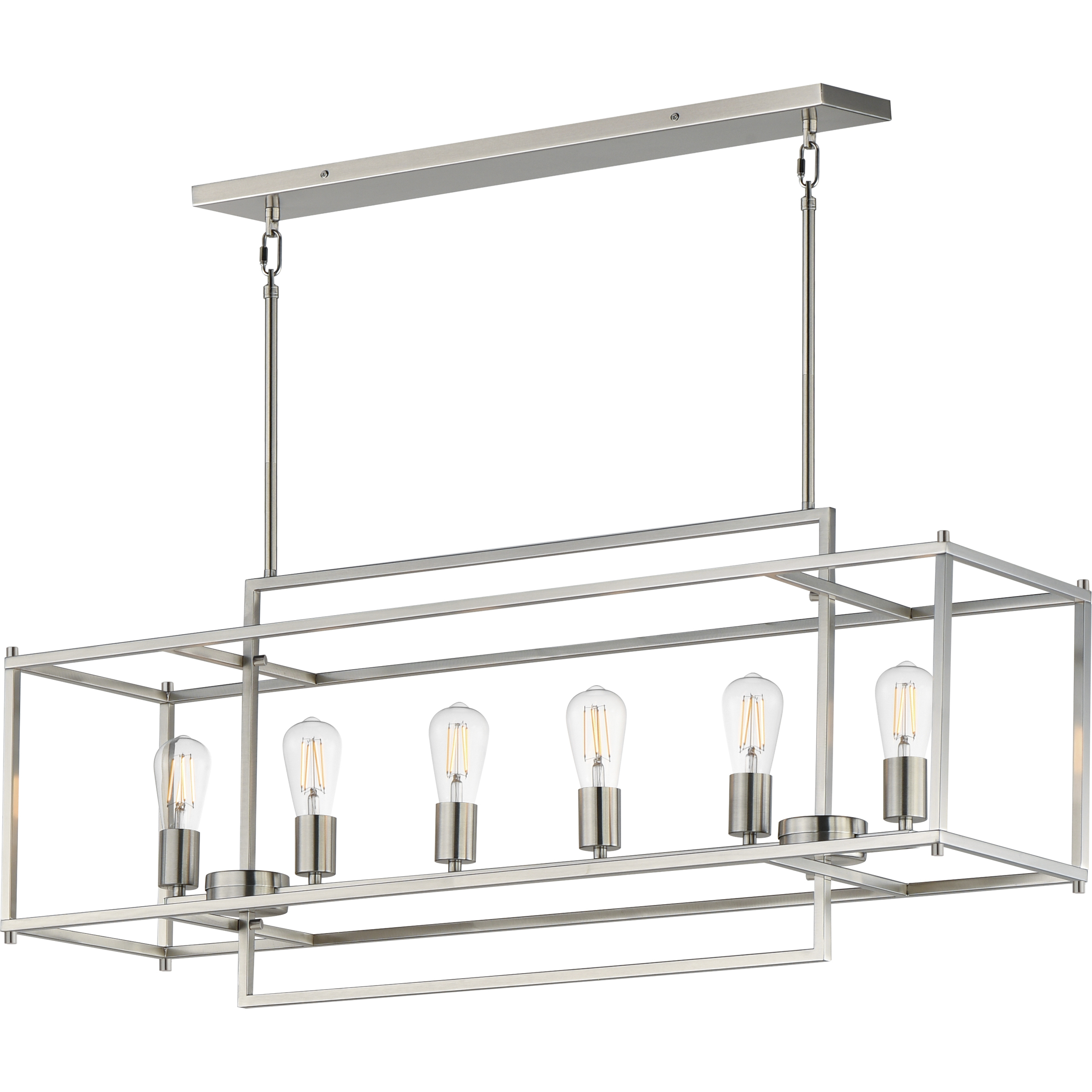 Gridline 6 Light 42 inch Satin Nickel Linear Pendant Ceiling Light