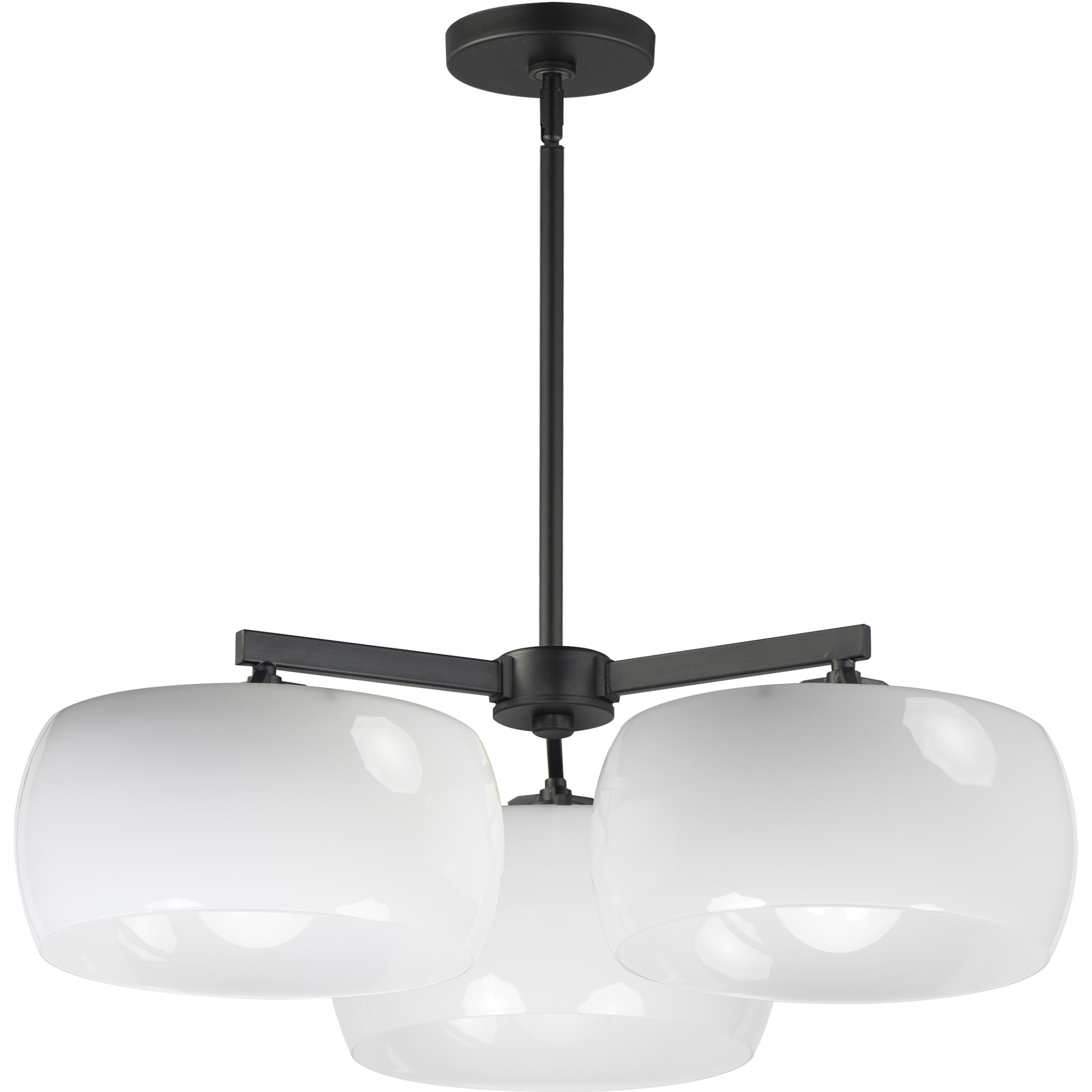 Glazed 3 Light 26 inch White and Black Chandelier Ceiling Light
