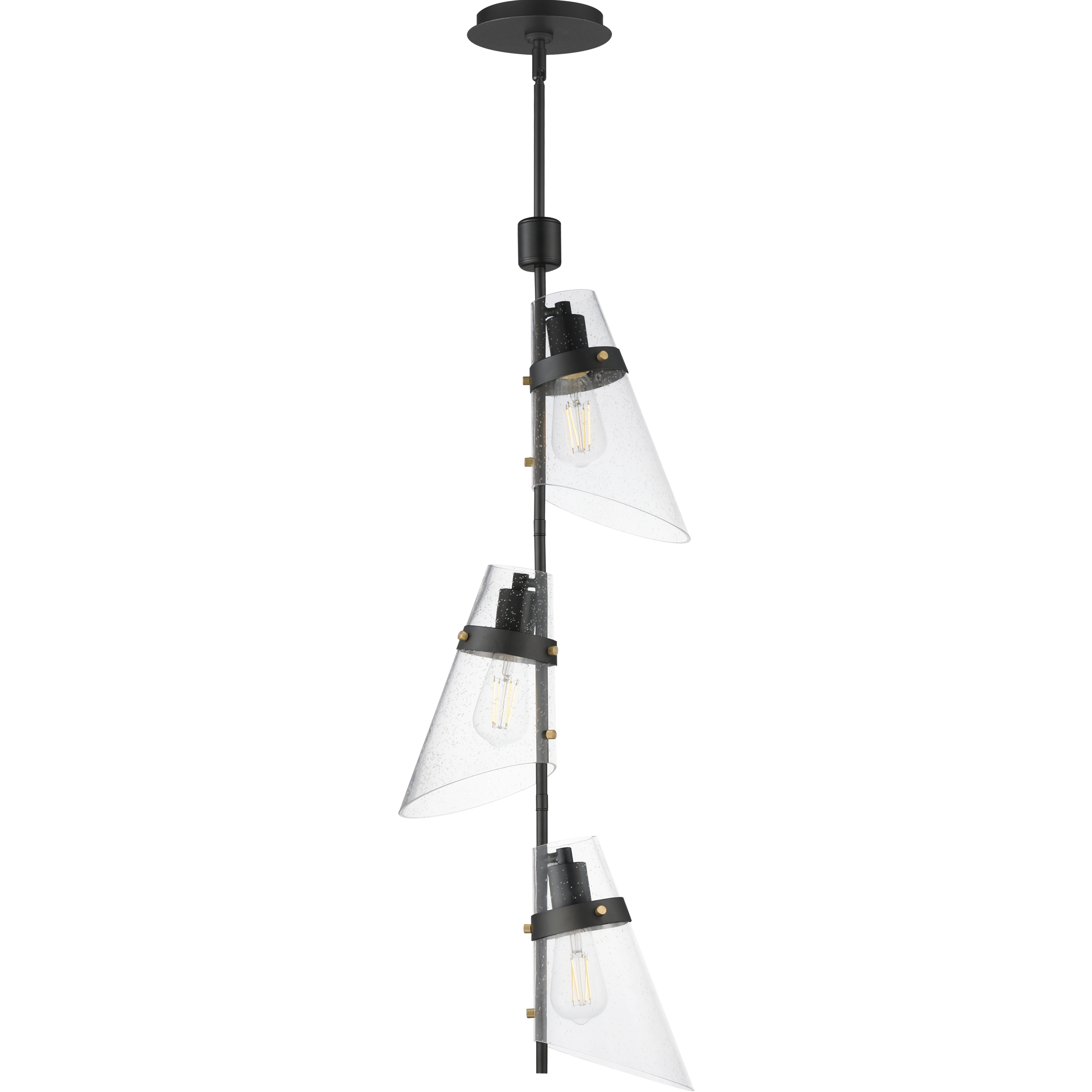 Finch 3 Light 12 inch Dark Bronze and Antique Brass Single Pendant Ceiling Light in Seedy, Dark BronzeandAntique Brass