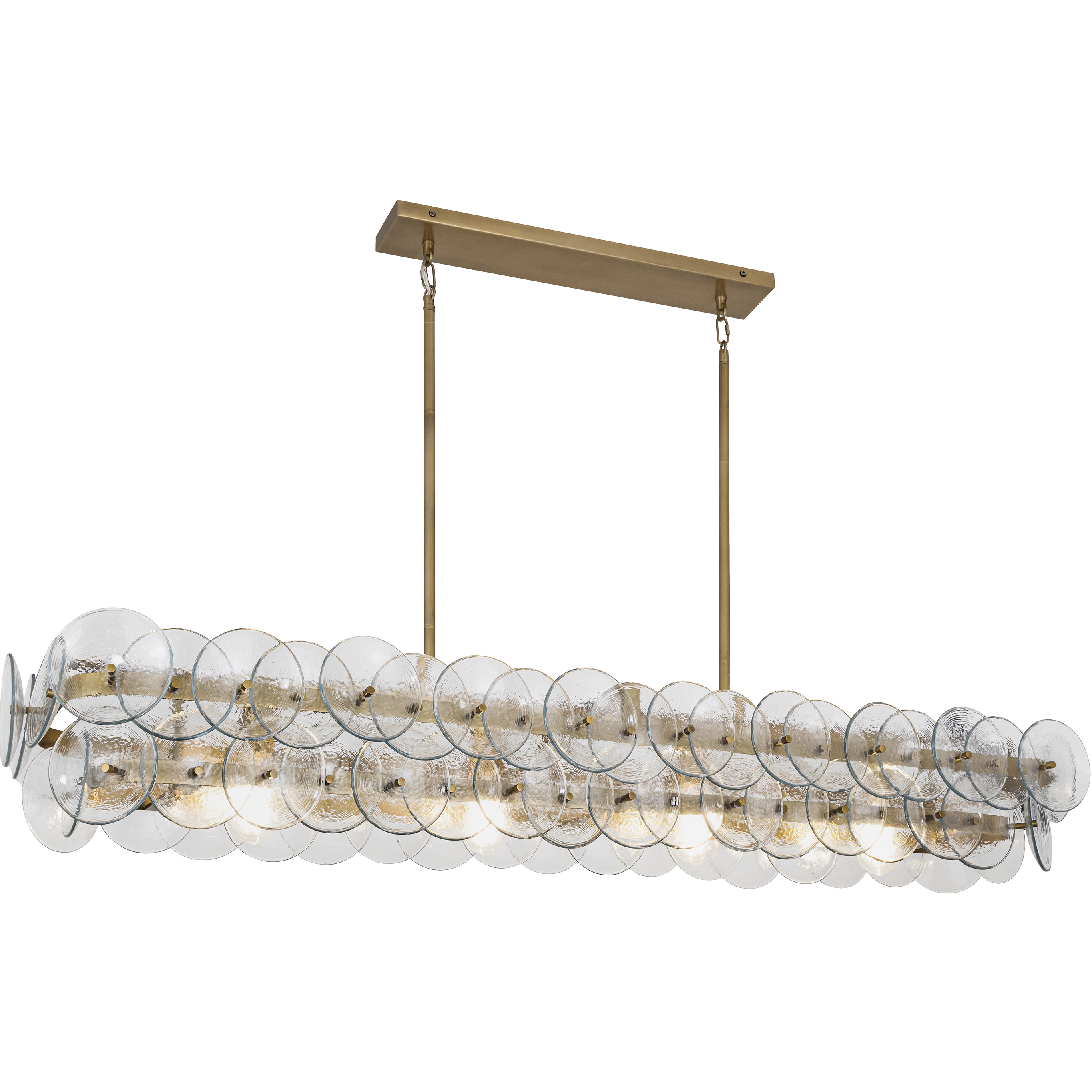 Loren 5 Light 54 inch Weathered Brass Linear Pendant Ceiling Light in Textured Clear