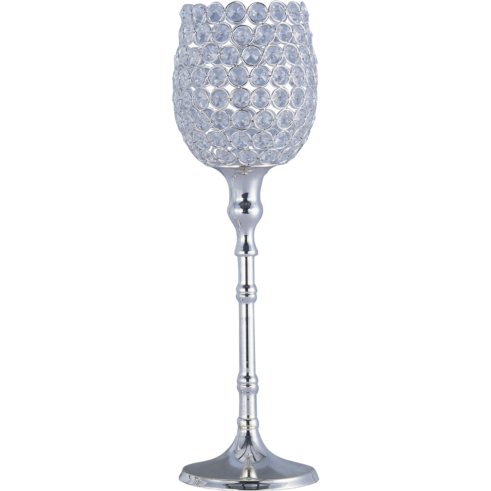 Glimmer Plated Silver Candle Holder, 17.5 Inch, Large