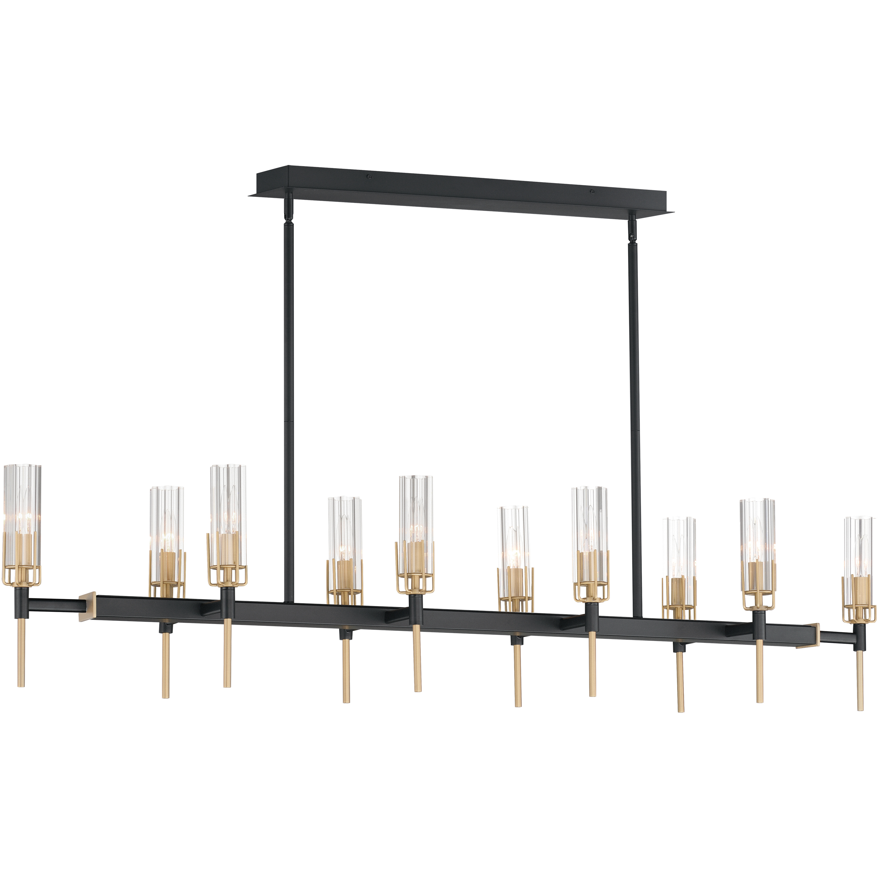 Flambeau 10 Light 60.75 inch Black and Antique Brass Linear Pendant Ceiling Light