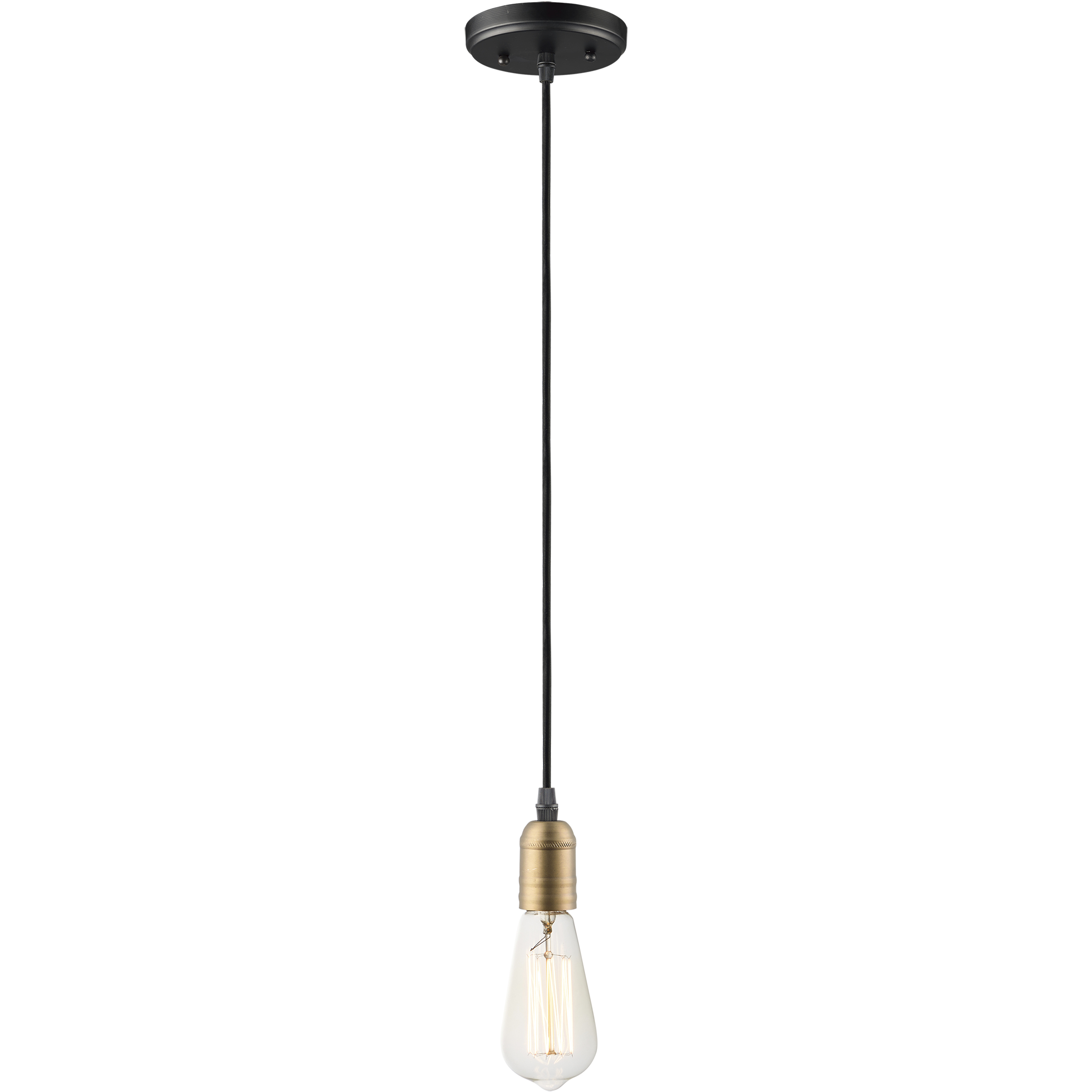 Early Electric 1 Light 5 inch Black and Antique Brass Single Pendant Ceiling Light