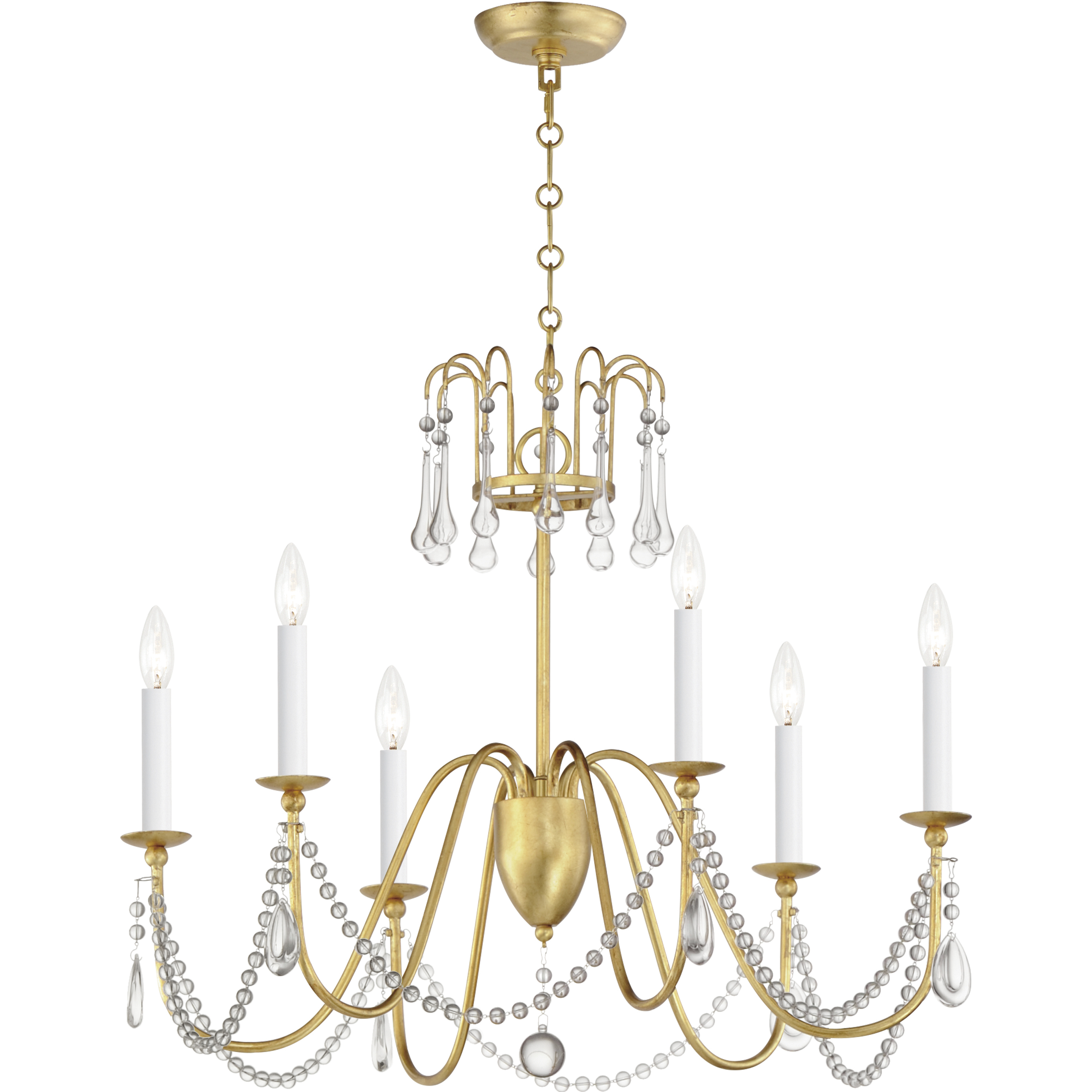 Plumette 6 Light 28 inch Gold Leaf Chandelier Ceiling Light