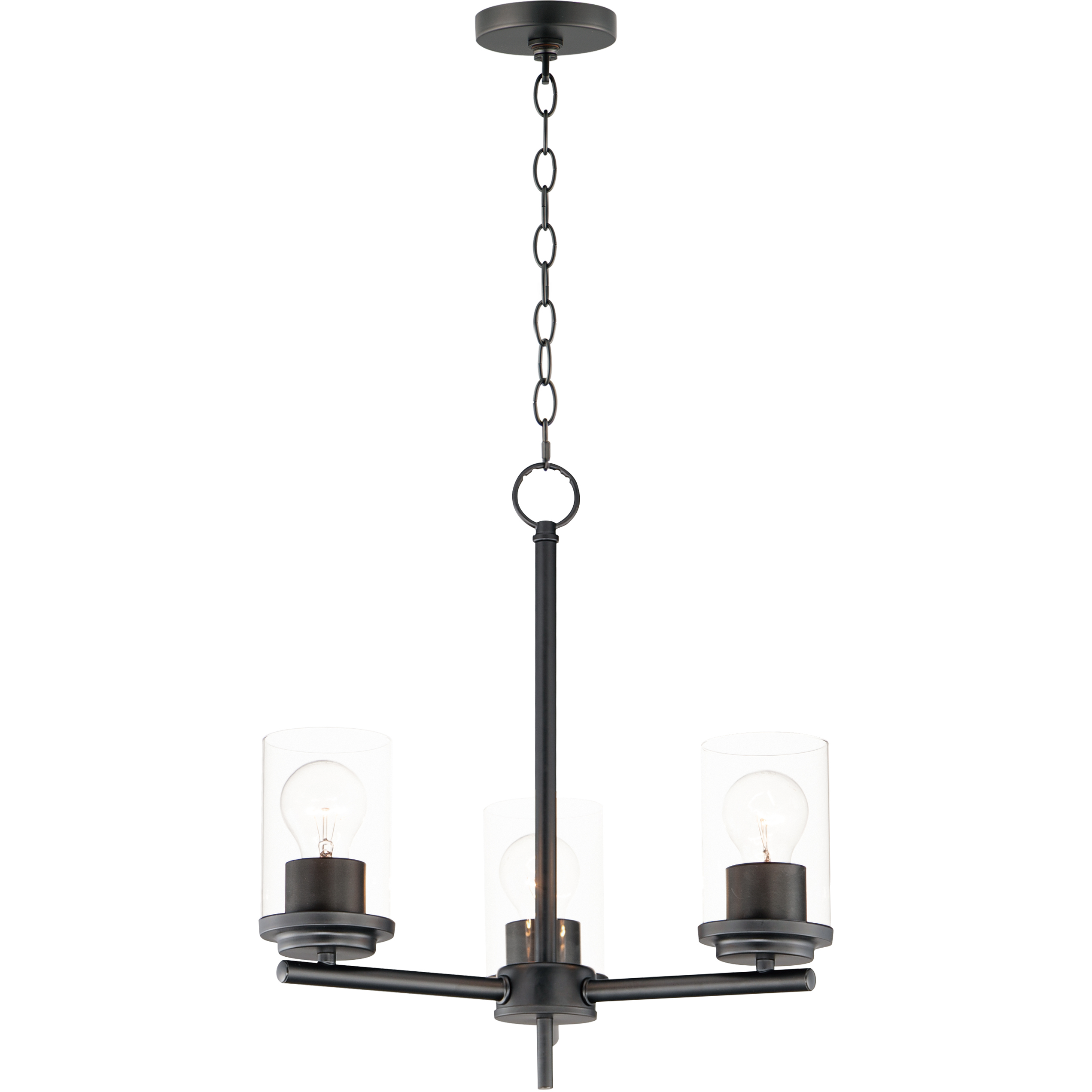 Corona 3 Light 16.5 inch Black Single-Tier Chandelier Ceiling Light in Clear