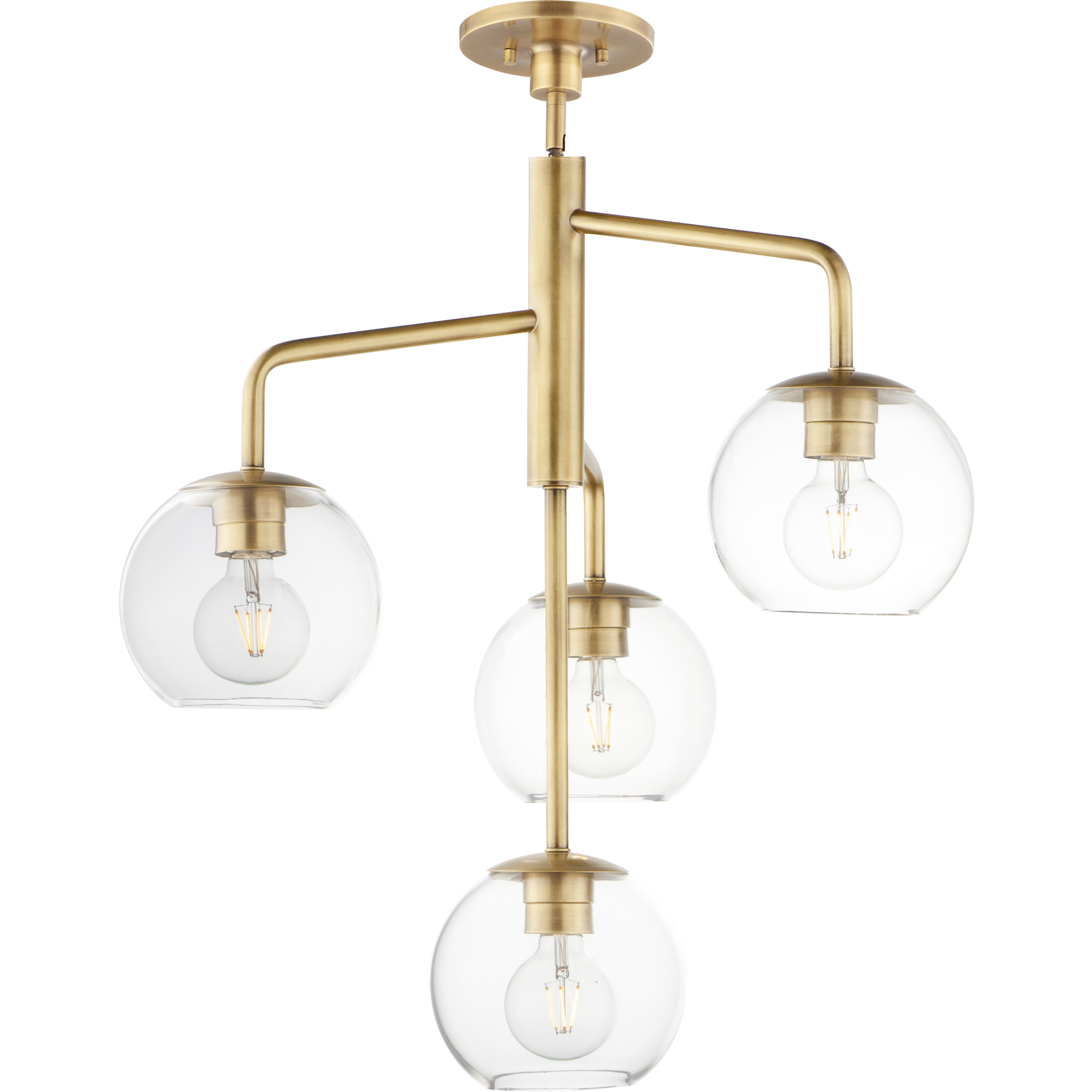 Branch 4 Light 21.5 inch Natural Aged Brass Multi-Light Pendant Ceiling Light