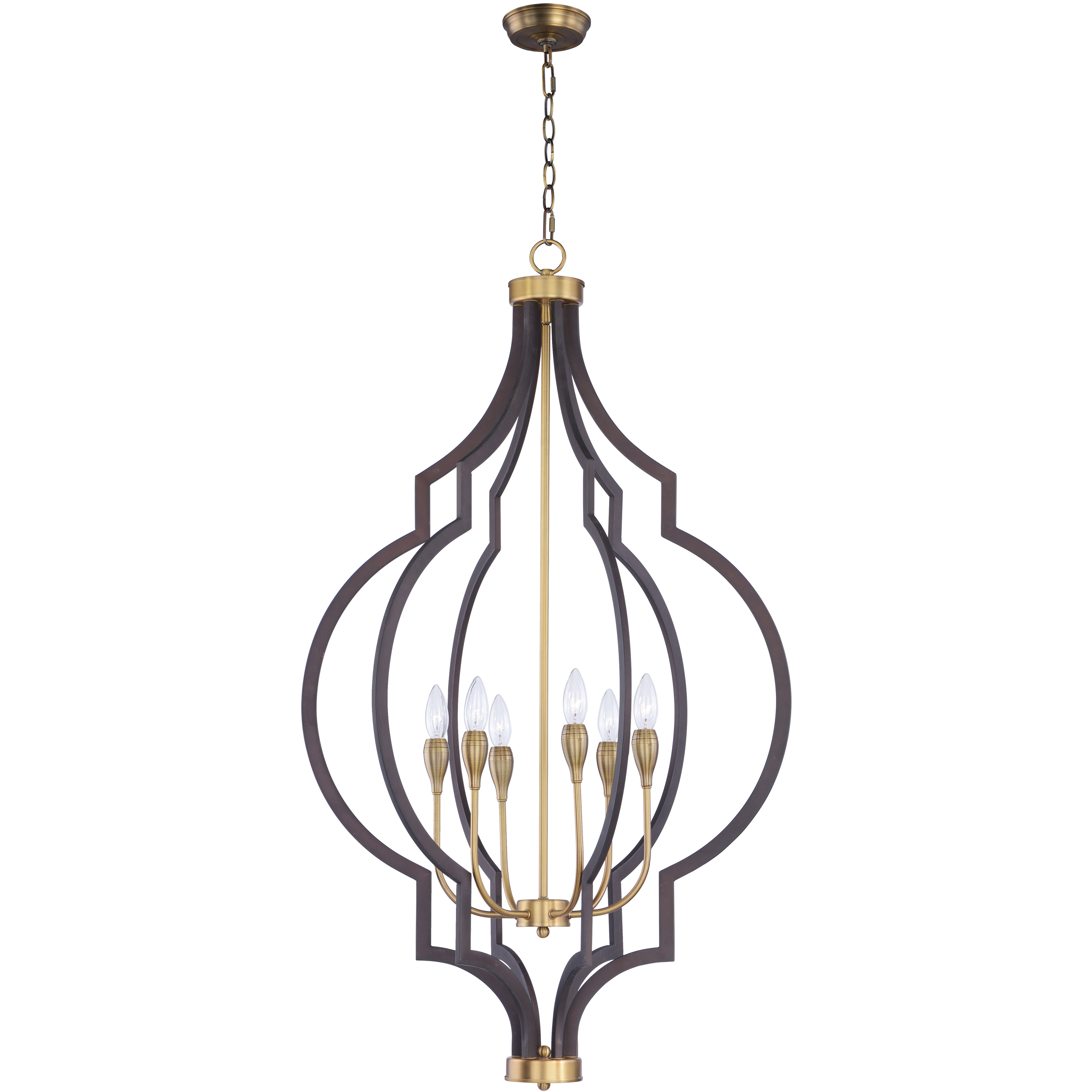 Crest 6 Light 26 inch Oil Rubbed Bronze and Antique Brass Chandelier Ceiling Light