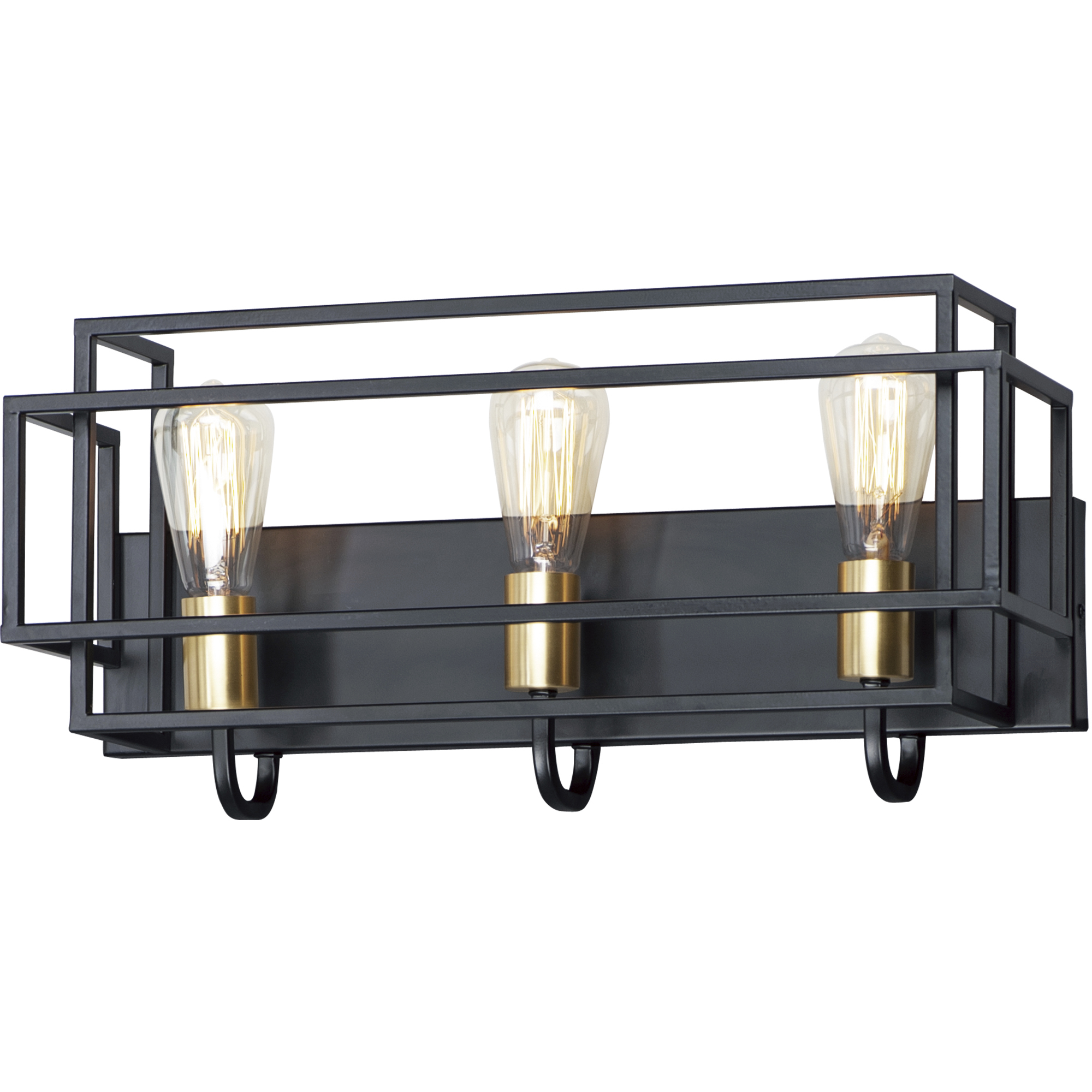 Liner 3 Light 21.25 inch Black and Satin Brass Bath Vanity Wall Light