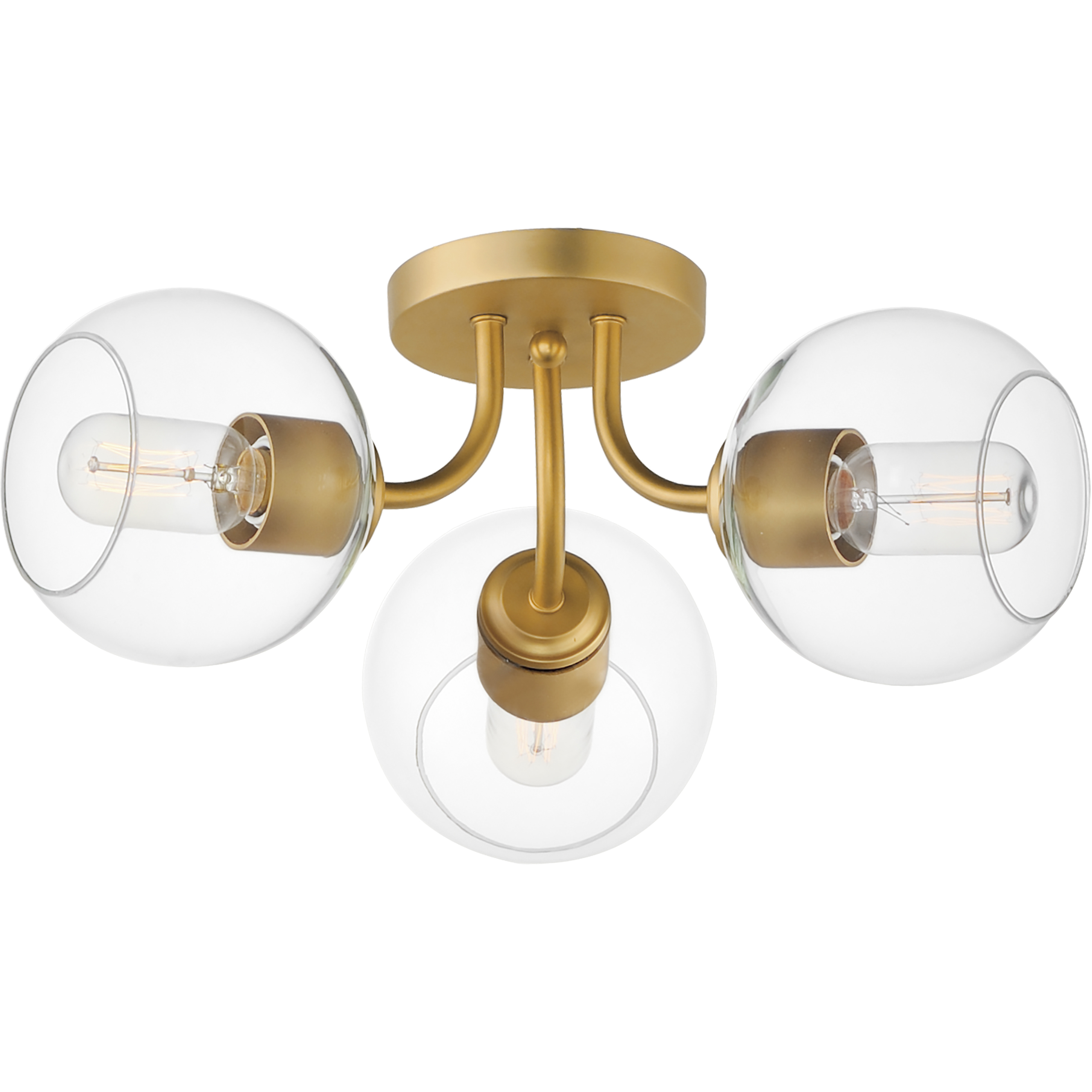 Maxim Lighting 21634CLNAB Knox 3 Light 18 inch Natural Aged Brass Semi Flush Mount Ceiling Light
