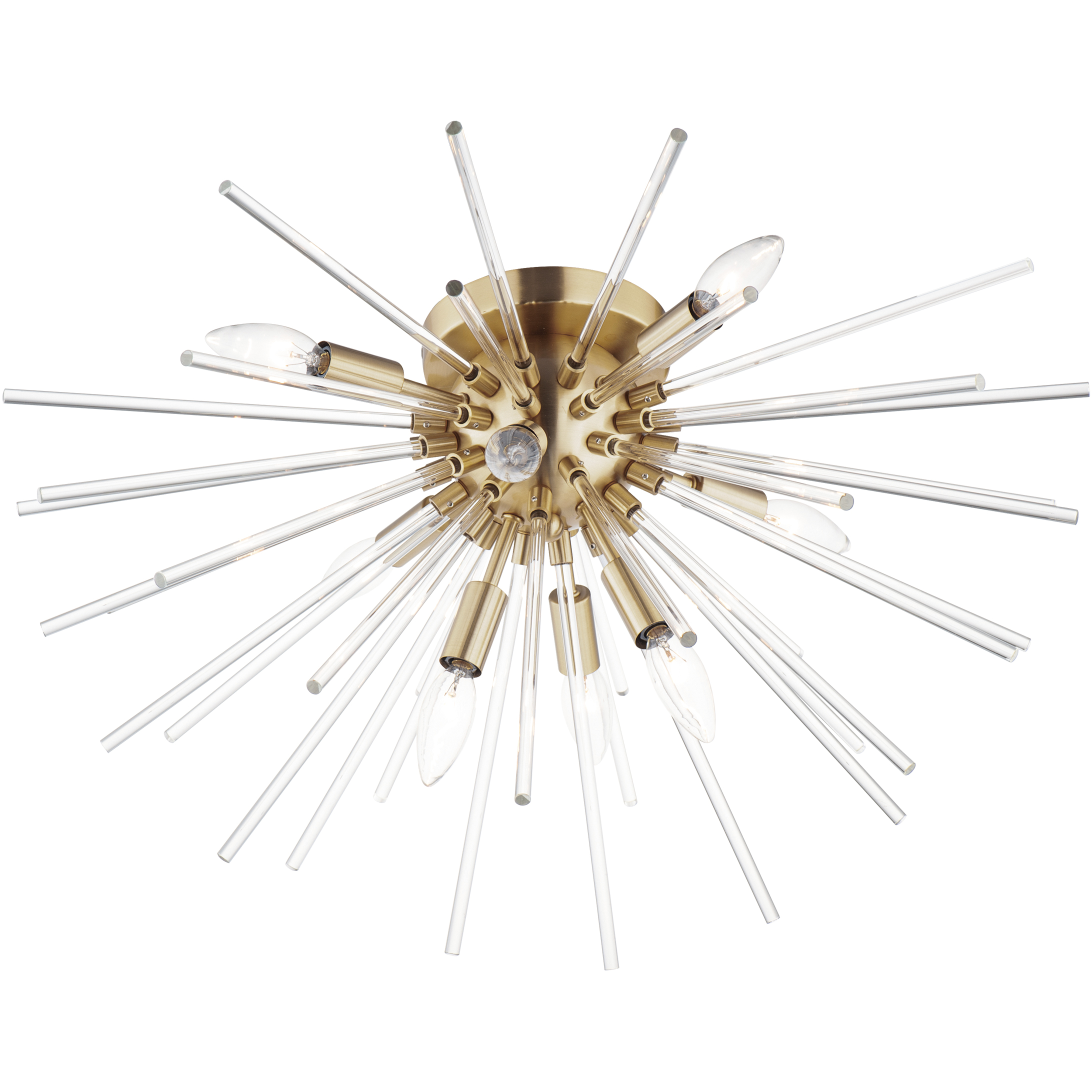Polaris 8 Light 25 inch Satin Brass Flush Mount Ceiling Light