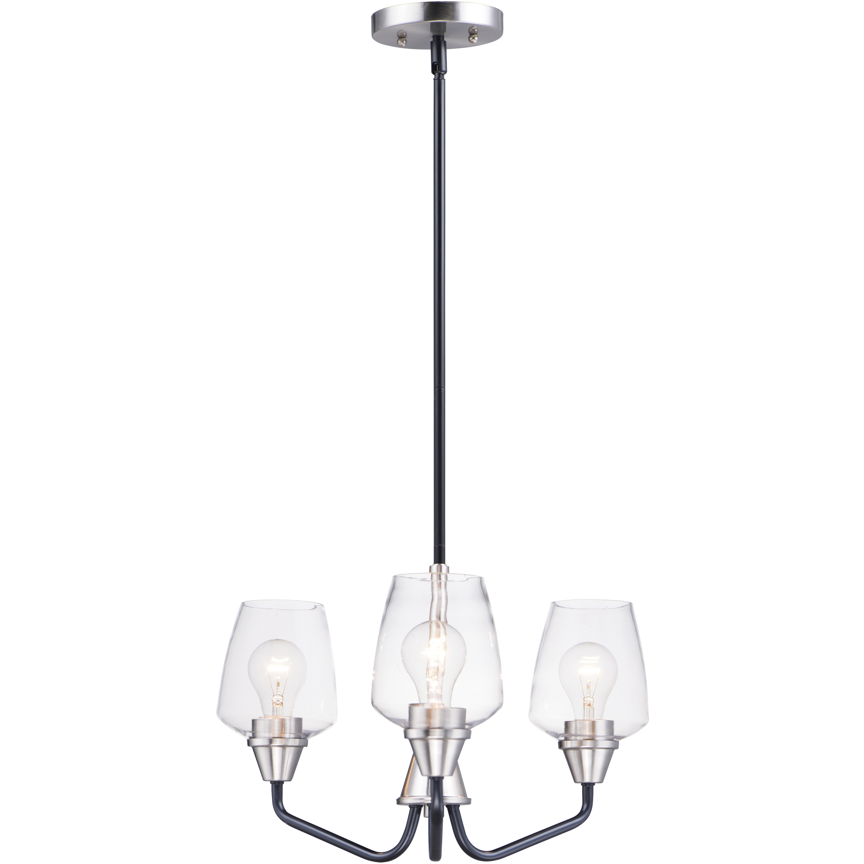 Goblet 3 Light 19 inch Black and Satin Nickel Mini Chandelier Ceiling Light