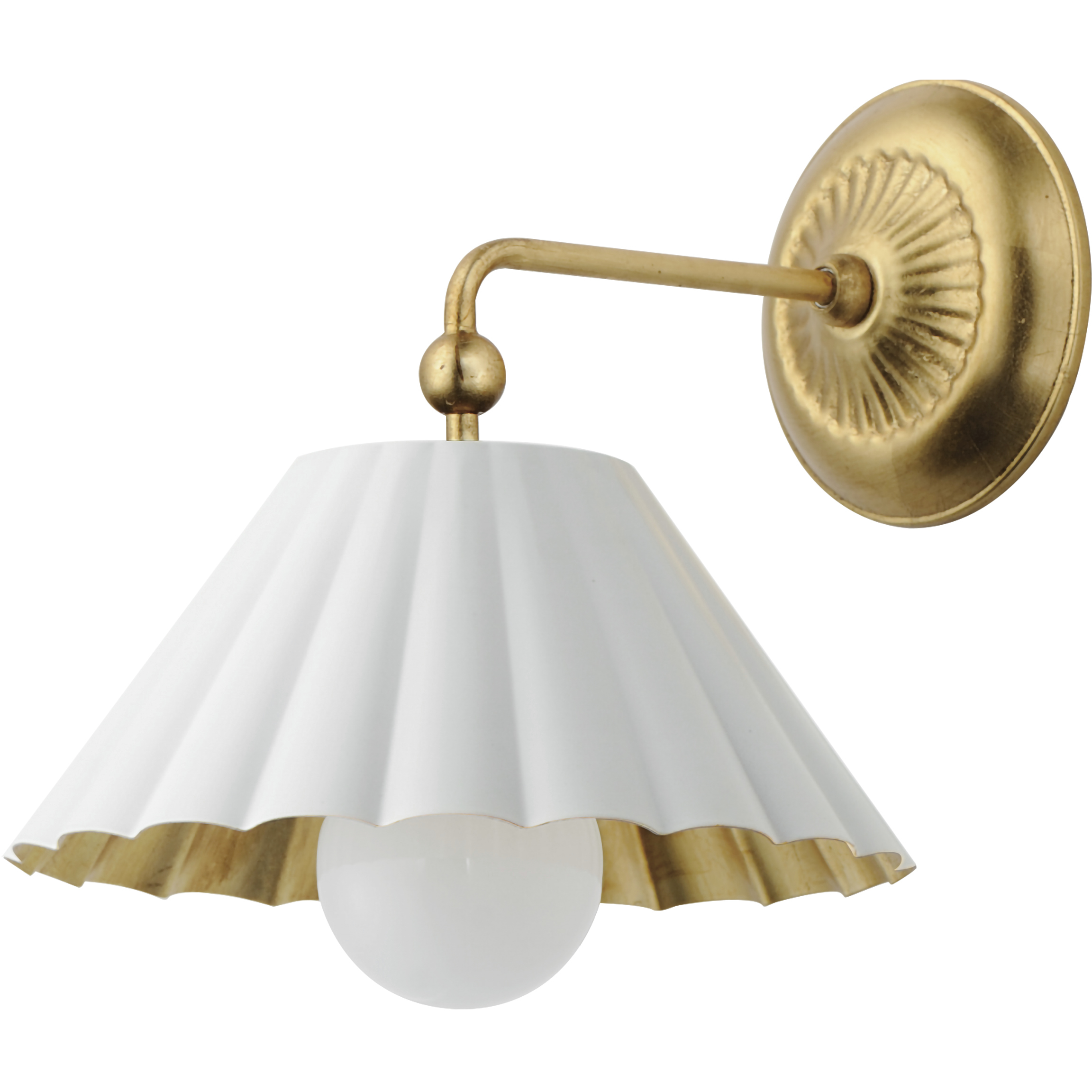 Primrose 1 Light 10 inch Matte White and Gold Leaf Wall Sconce Wall Light