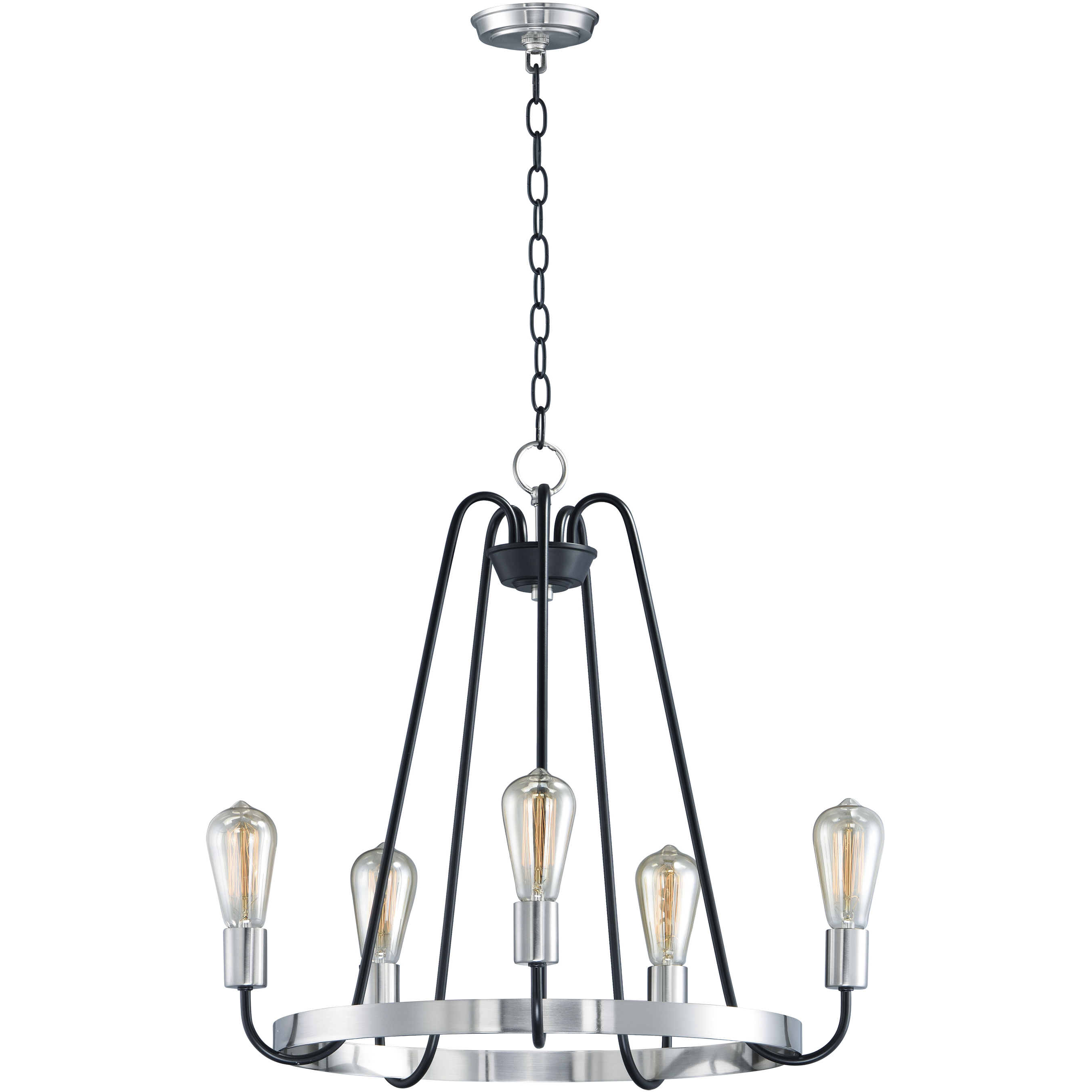 Haven 5 Light 23.75 inch Black and Satin Nickel Single-Tier Chandelier Ceiling Light