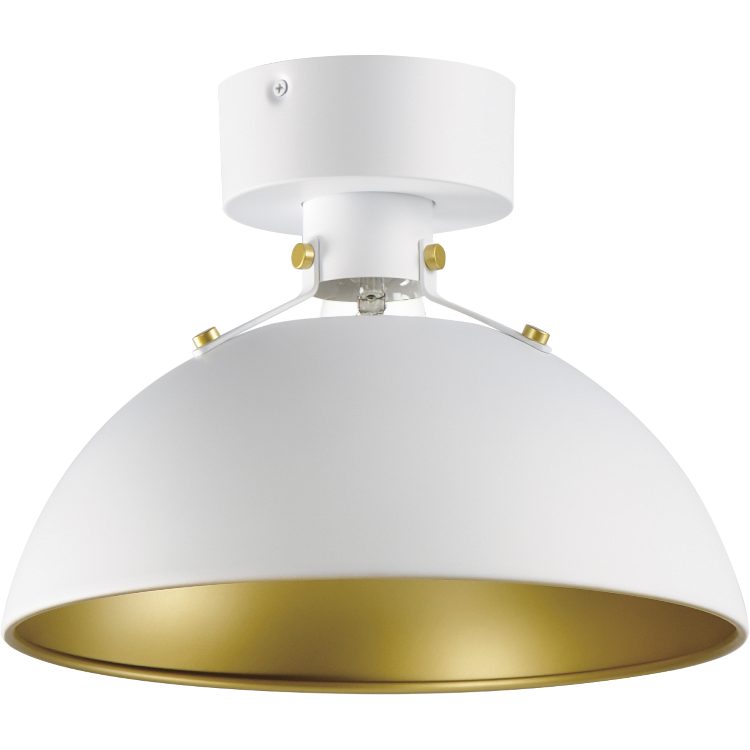 Dawn 1 Light 12 inch White and Satin Brass Semi-Flush Mount Ceiling Light