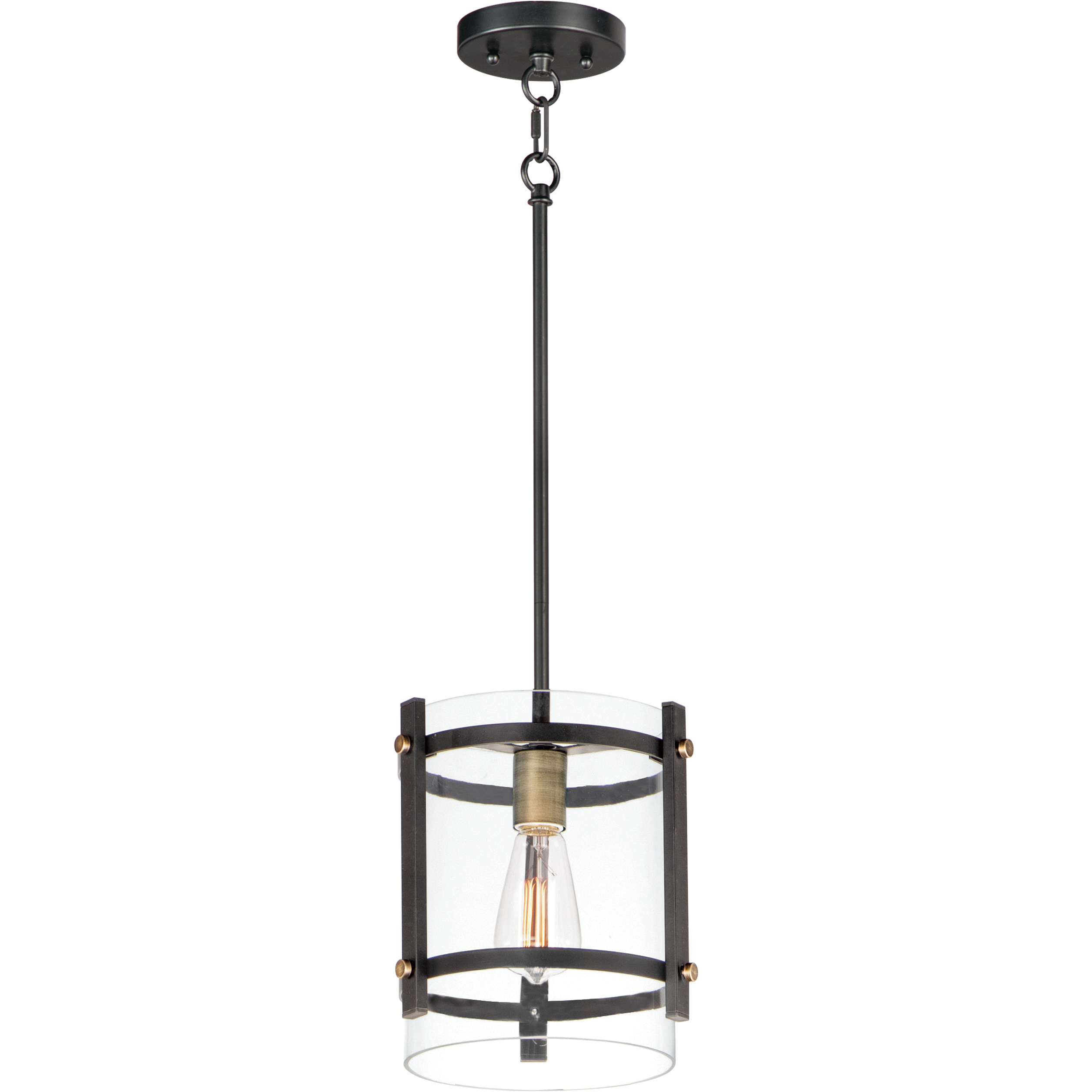 Capitol 1 Light 9.5 inch Black and Antique Brass Single Pendant Ceiling Light
