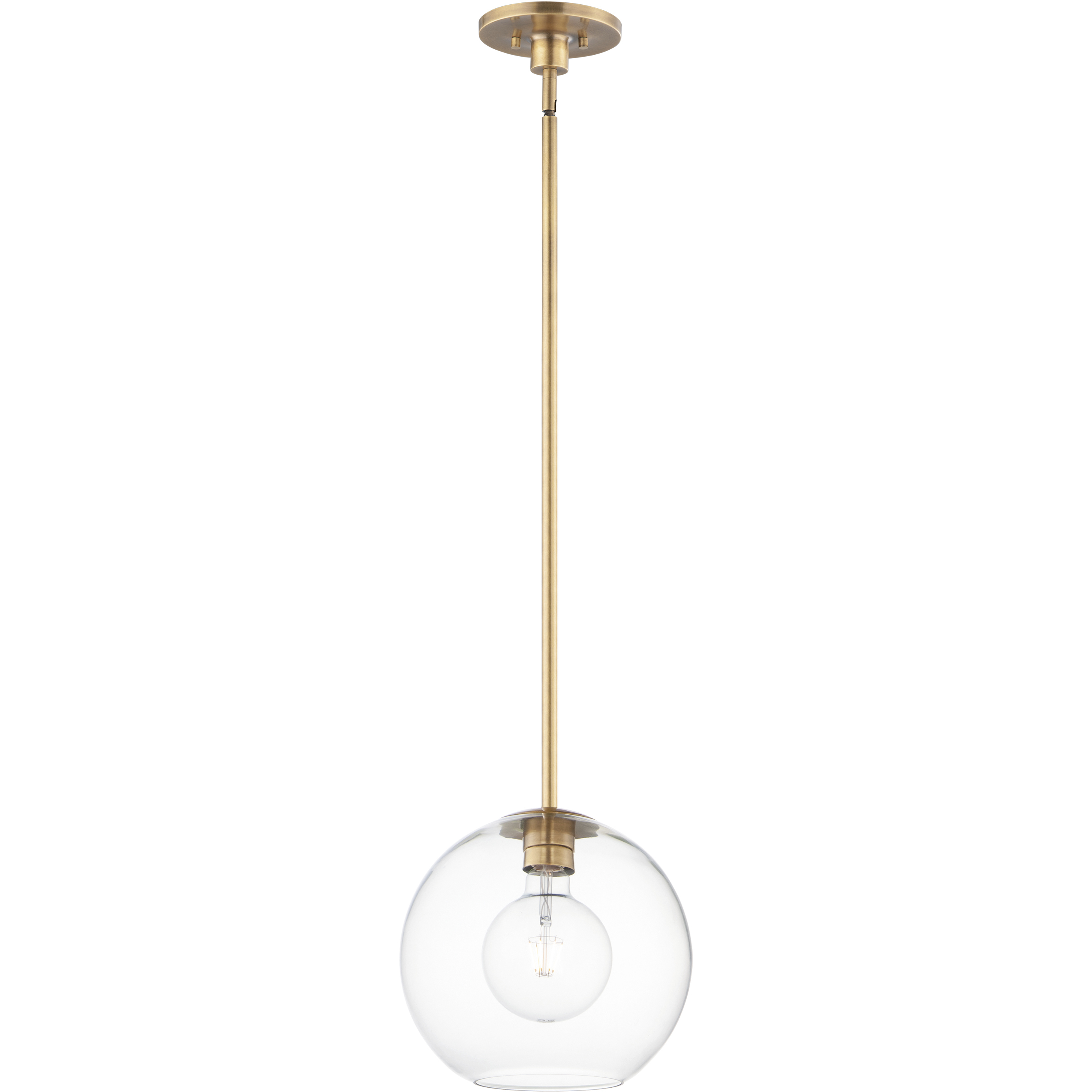 Branch 1 Light 11 inch Natural Aged Brass Single Pendant Ceiling Light