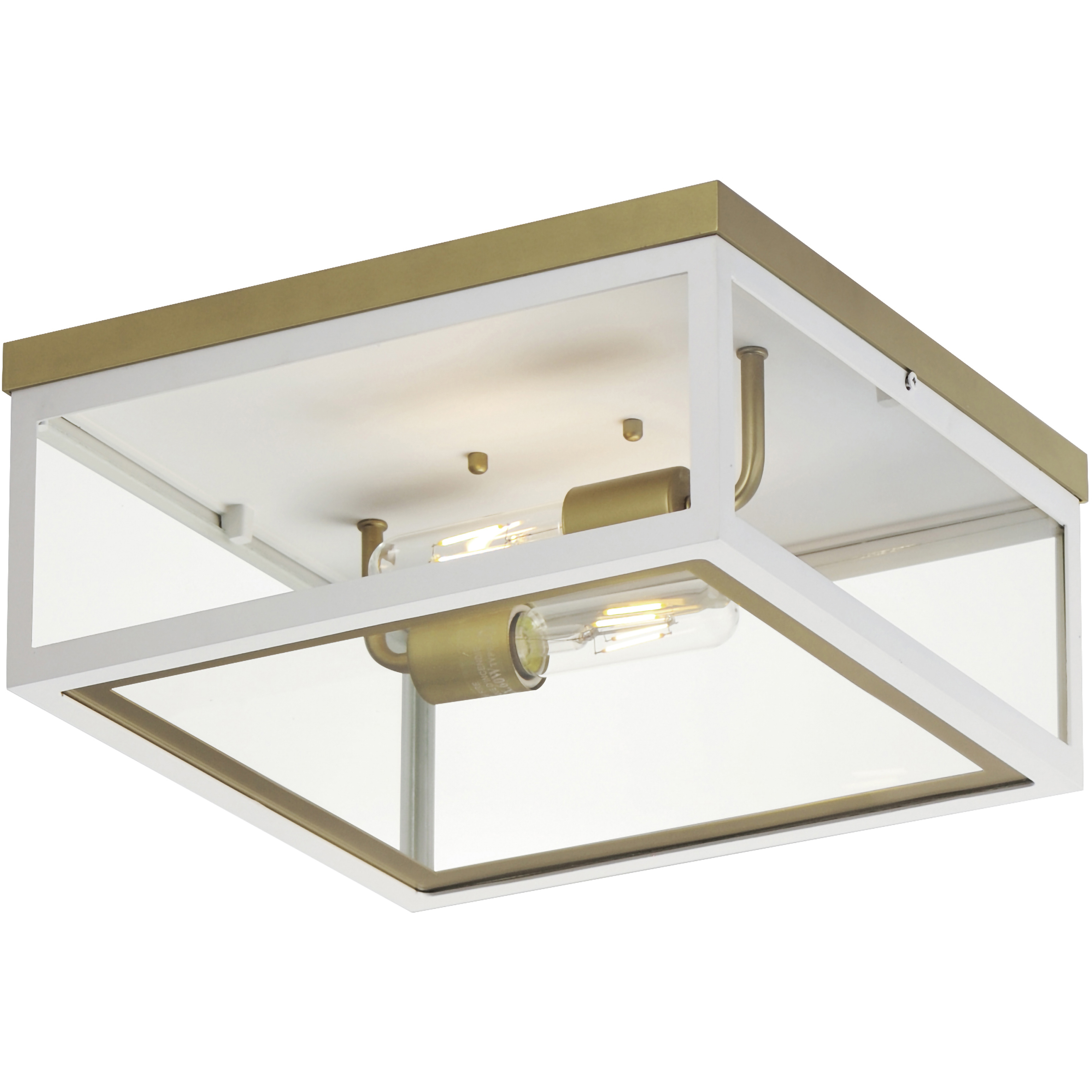 Neoclass 2 Light 13 inch White and Gold Outdoor Flush Mount