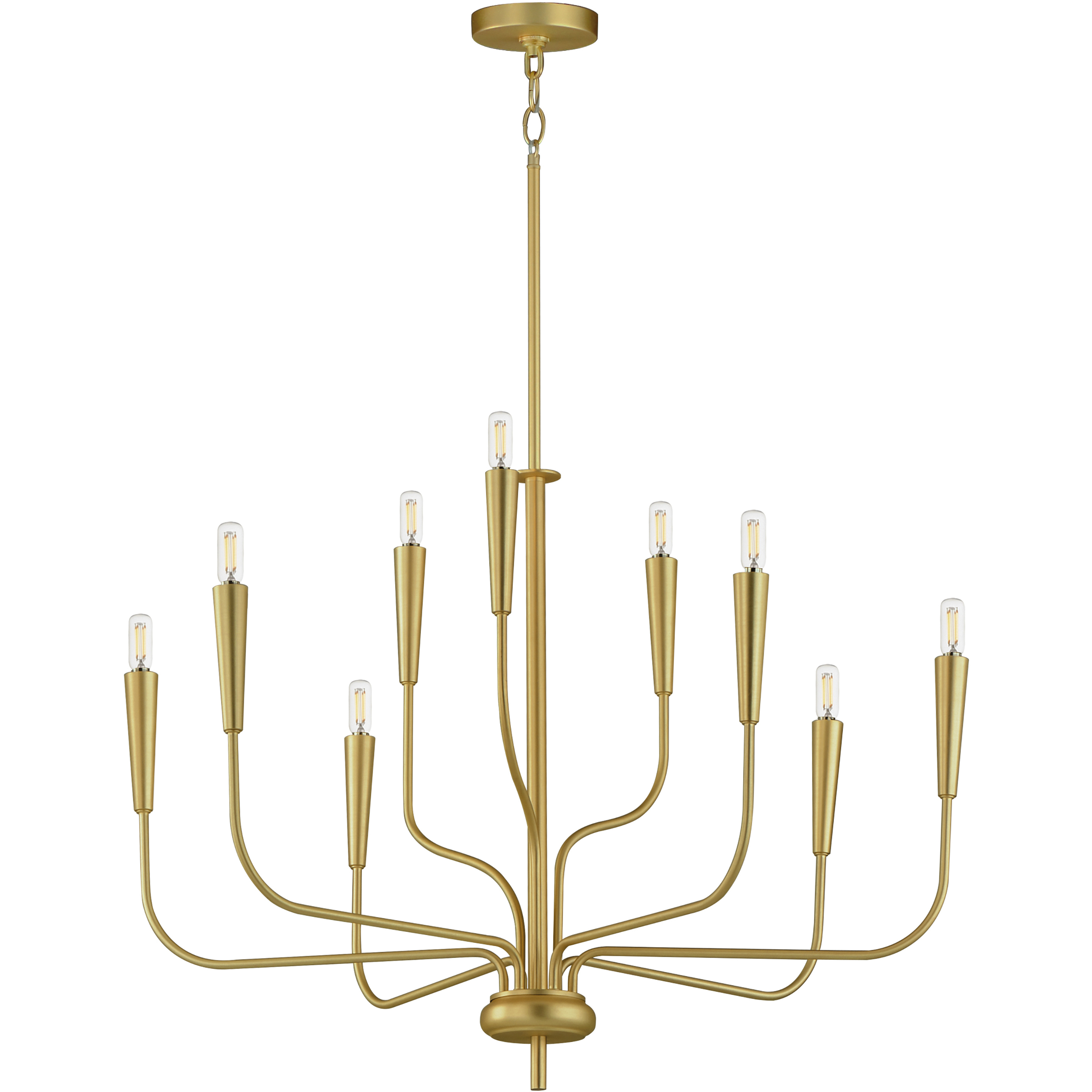 Vela 9 Light 32 inch Satin Brass Multi-Tier Chandelier Ceiling Light