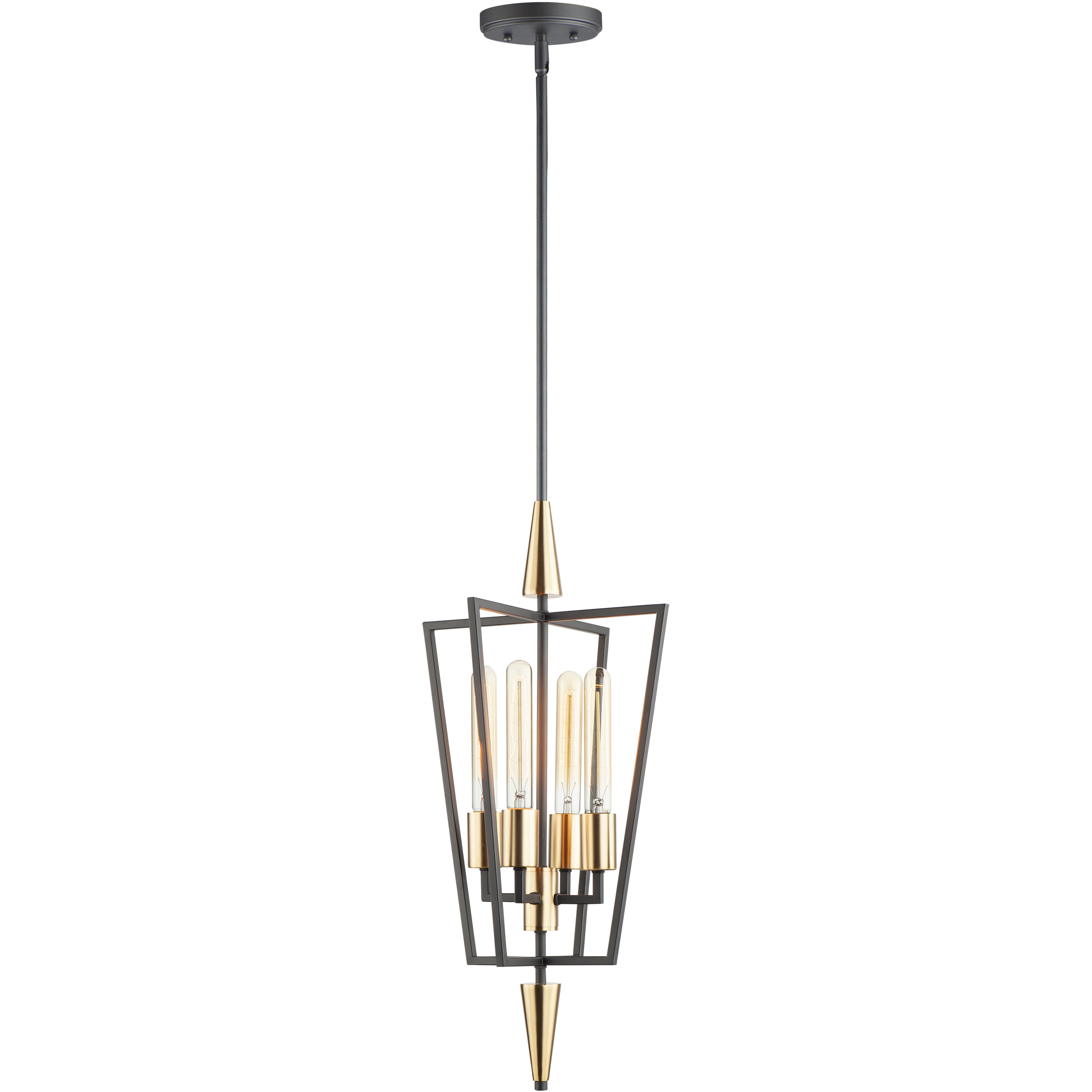Wings 4 Light 12 inch Black and Satin Brass Multi-Light Pendant Ceiling Light