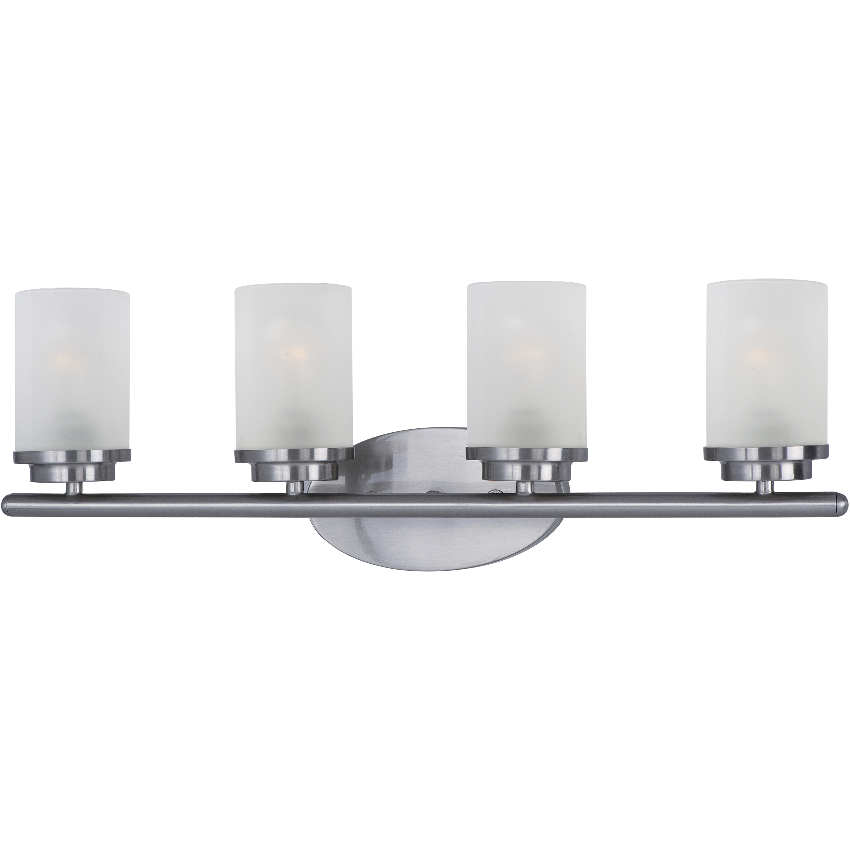Corona 4 Light 26.25 inch Satin Nickel Bath Vanity Wall Light in Frosted