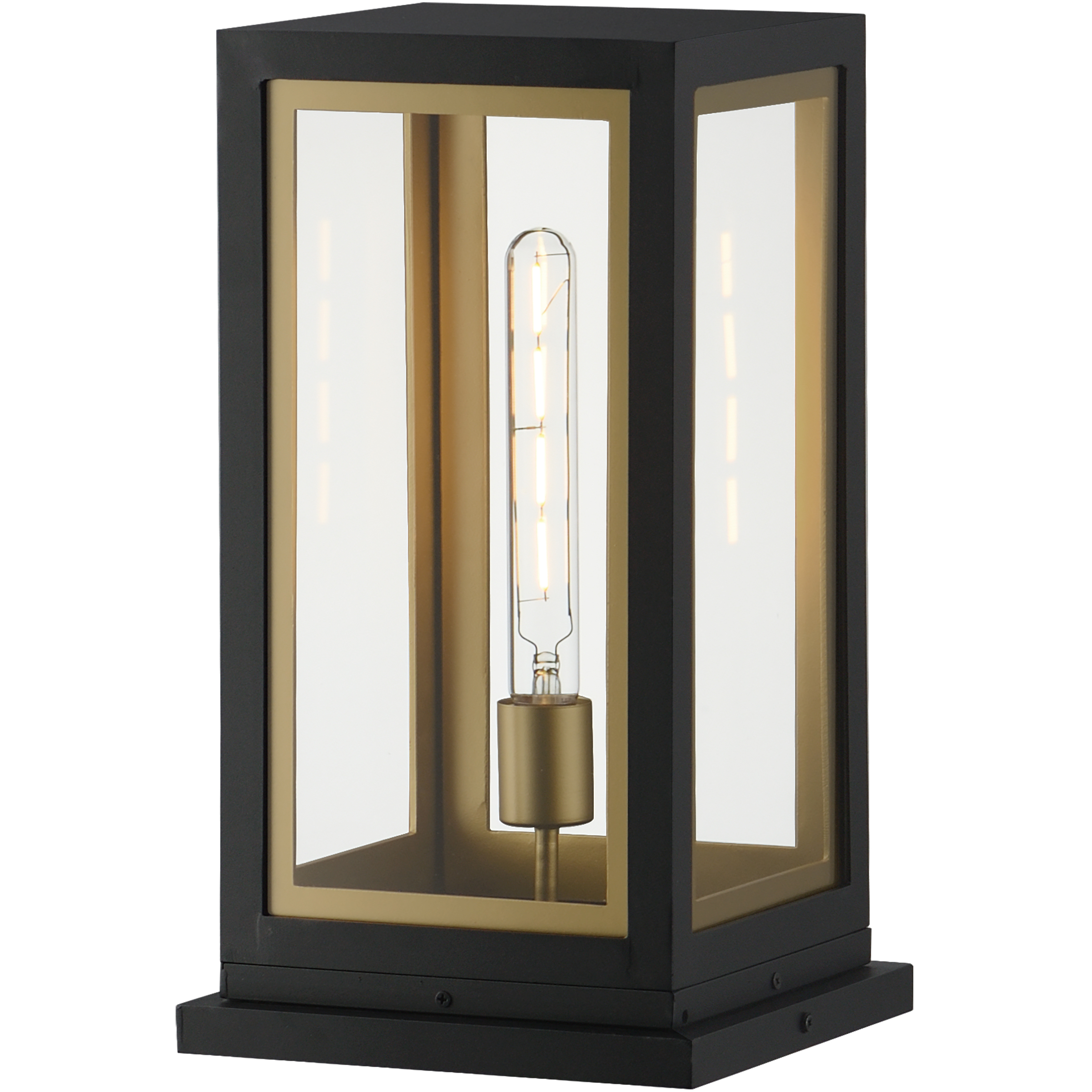 Neoclass 16.5 inch 60 watt Black and Gold Outdoor Deck Lantern