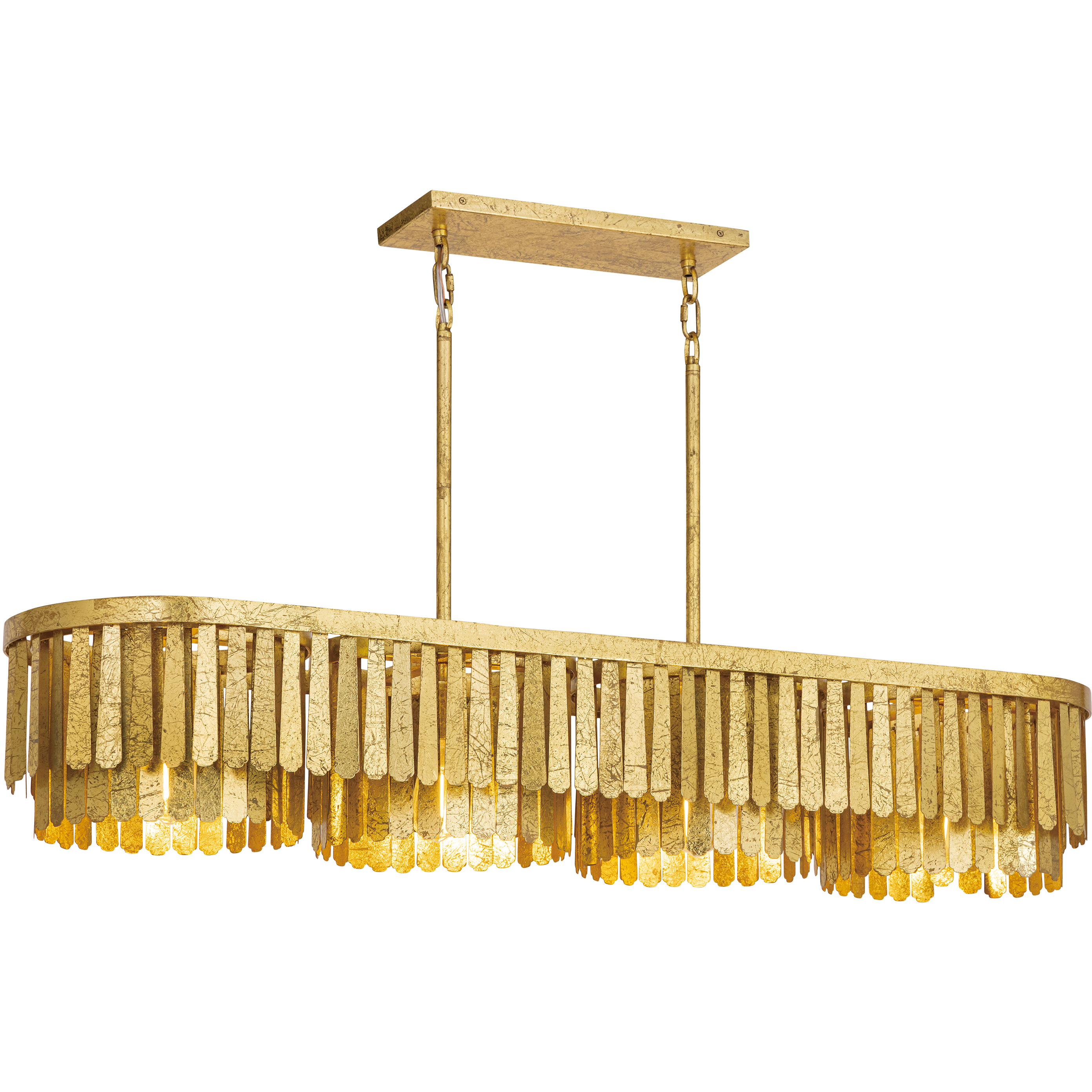 Regalia 4 Light 48.5 inch Gold Leaf Linear Pendant Ceiling Light