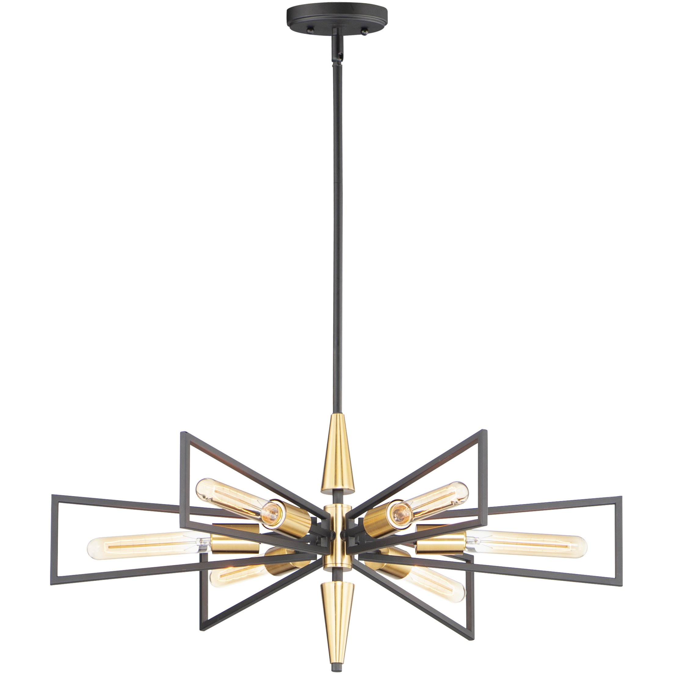 Wings 6 Light 29 inch Black and Satin Brass Chandelier Ceiling Light