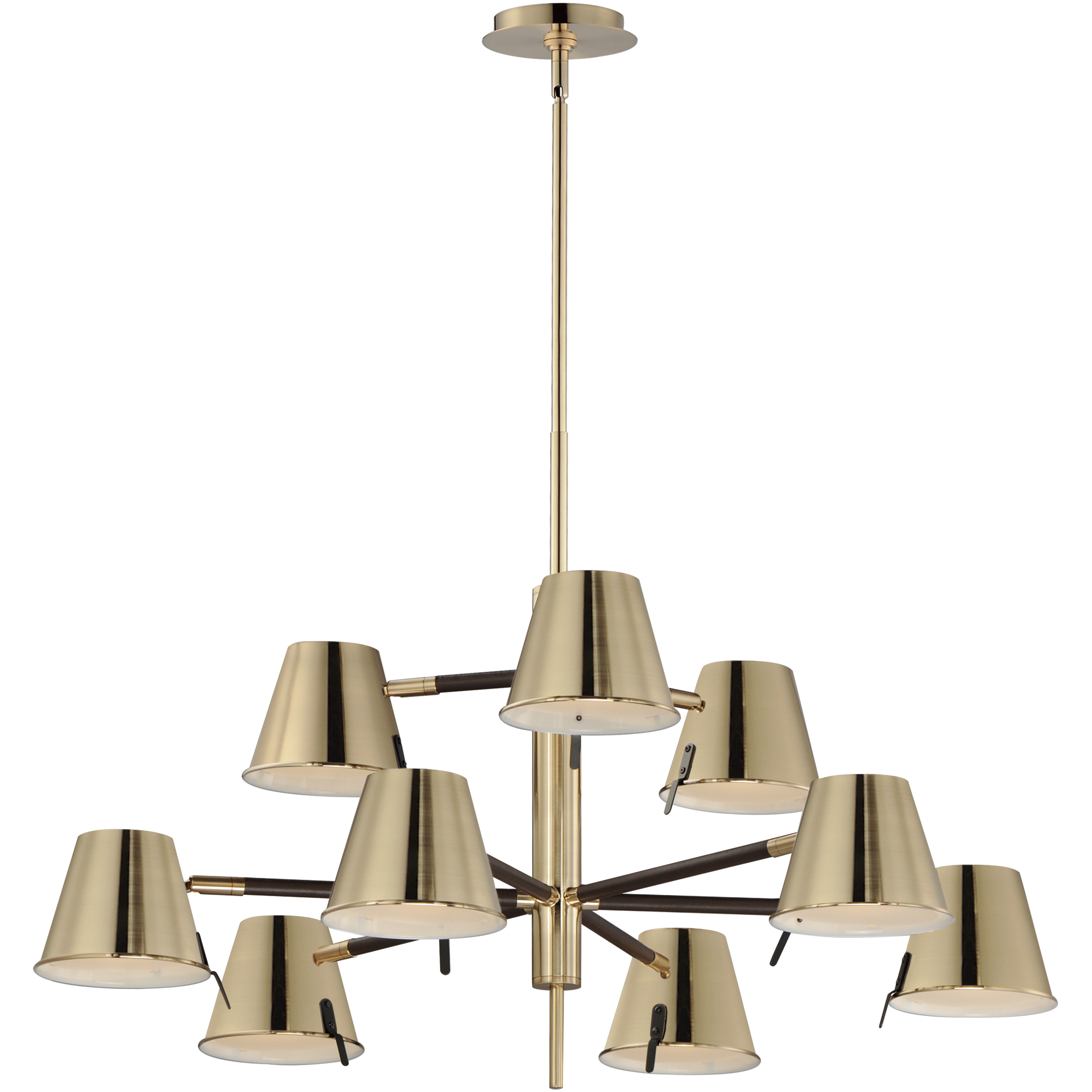 Carlo LED 34 inch Dark Bronze, Leather, Heritage Brass Multi-Tier Chandelier Ceiling Light