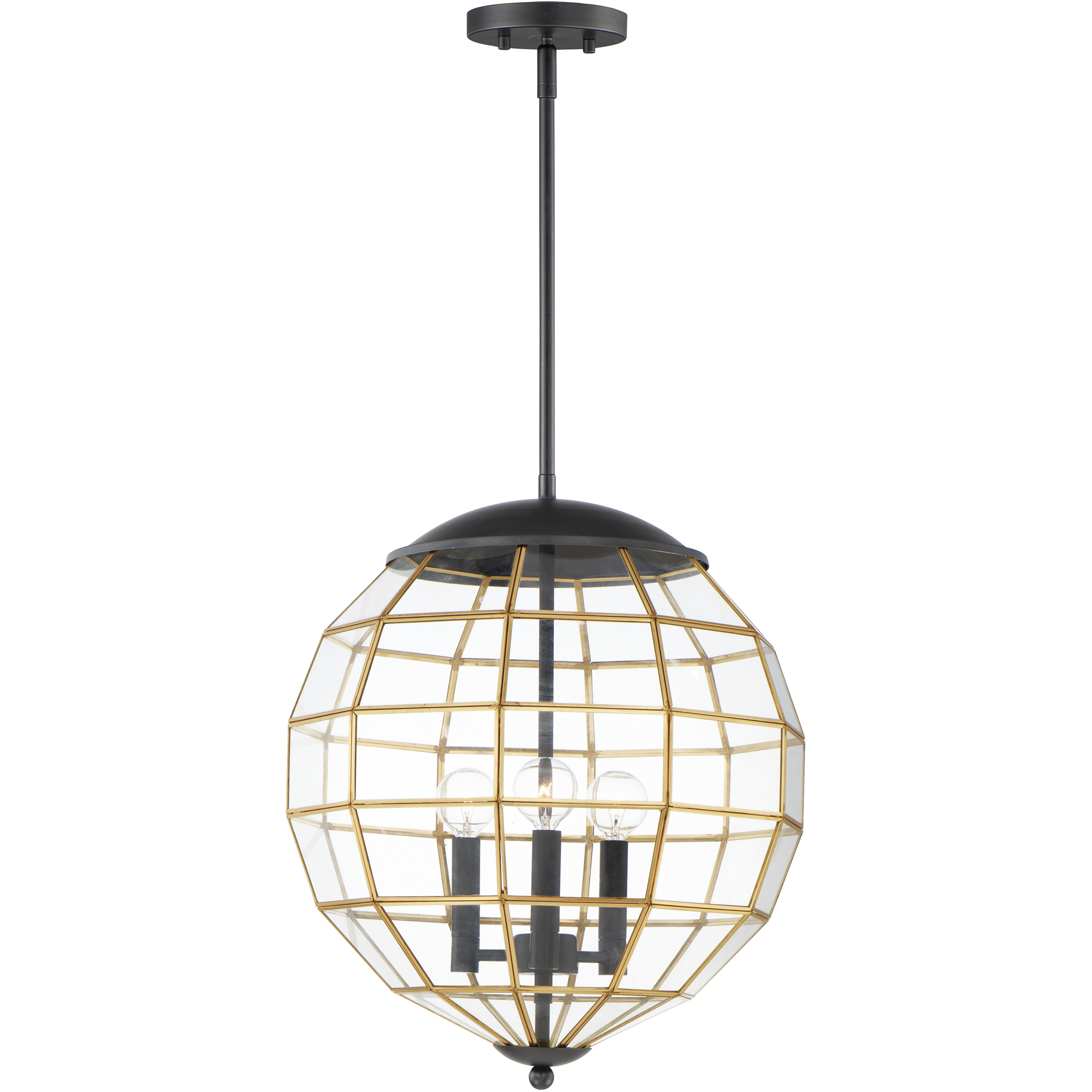 Heirloom 3 Light 16 inch Black and Burnished Brass Multi-Light Pendant Ceiling Light