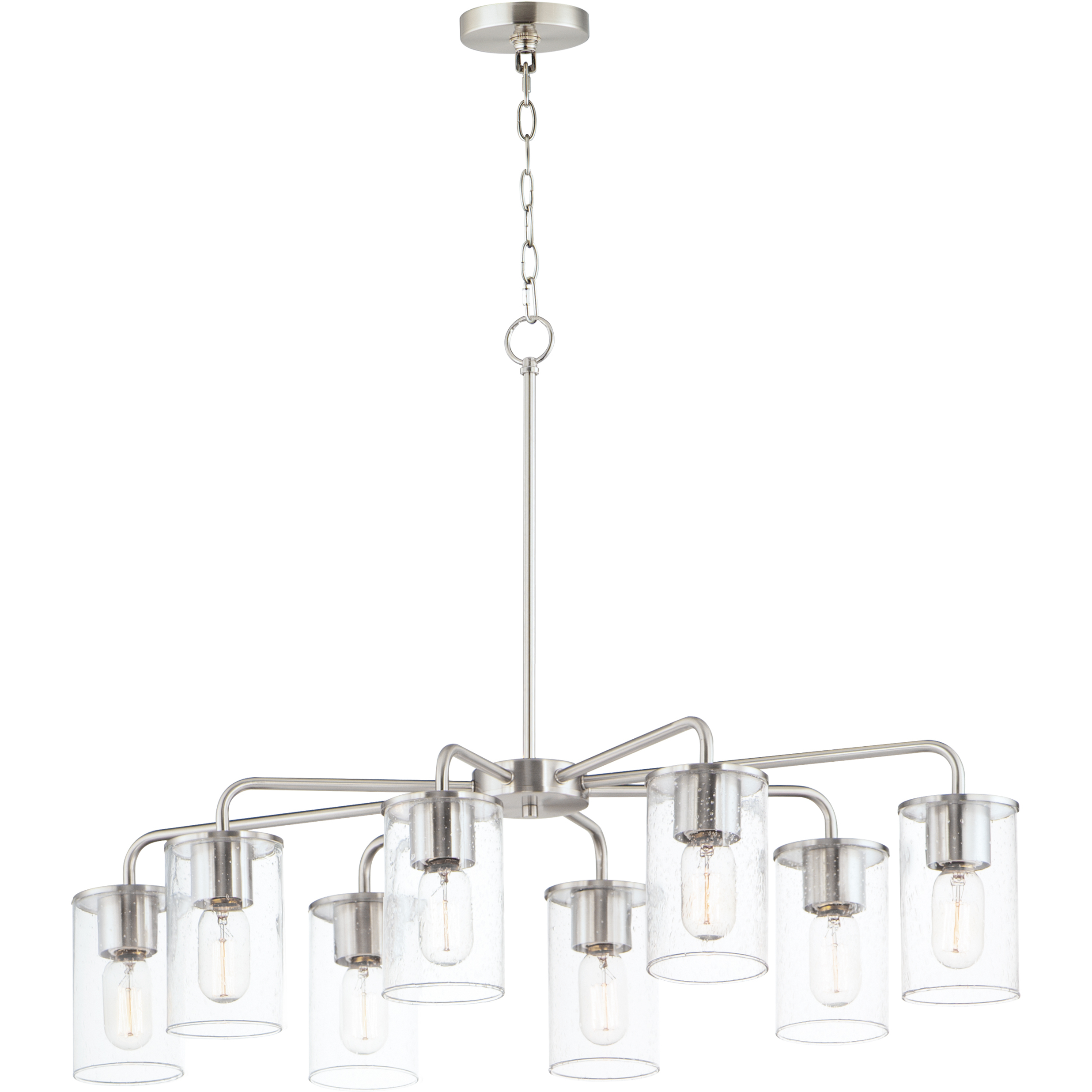 Sleek 8 Light 34 inch Satin Nickel Chandelier Ceiling Light
