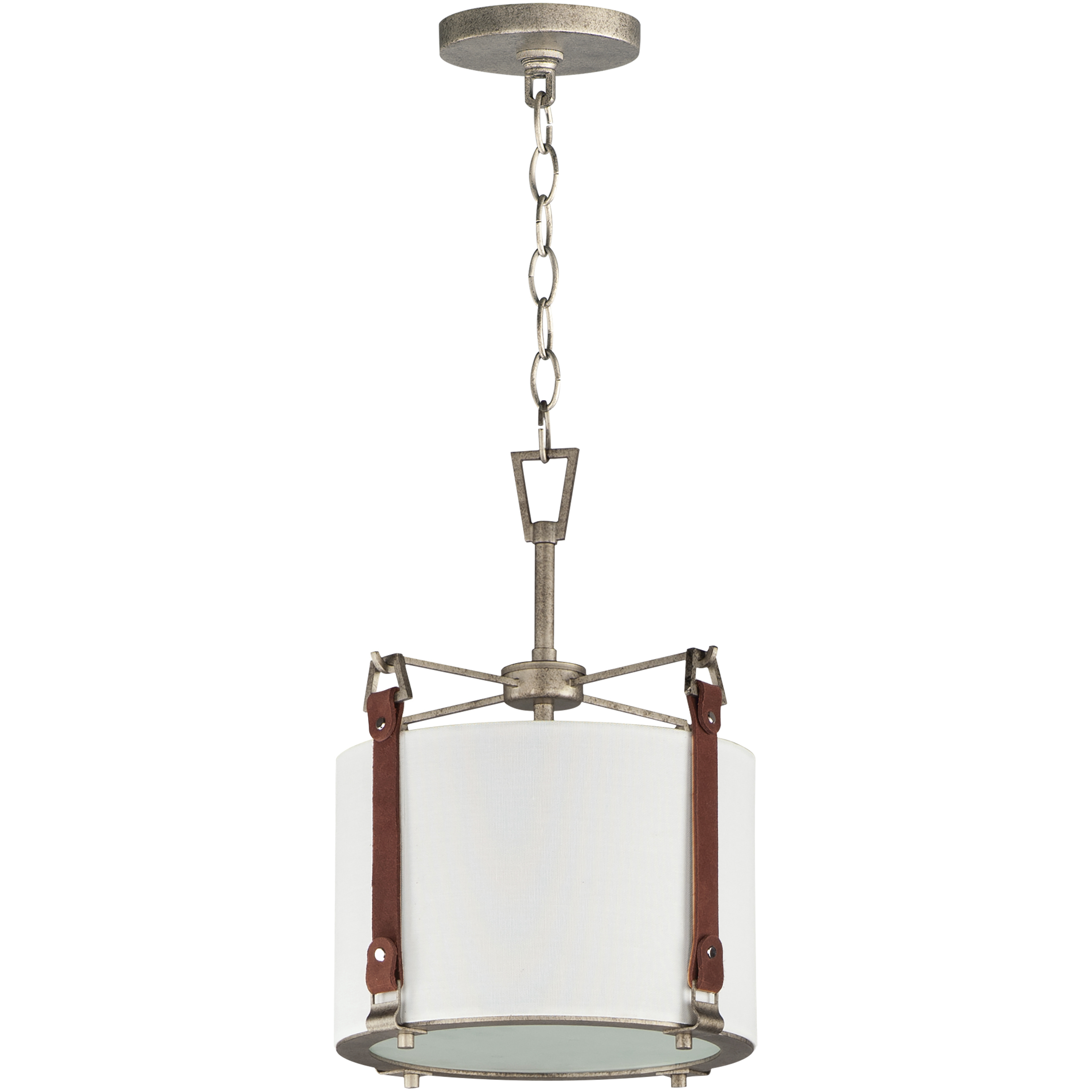 Sausalito 1 Light 11.5 inch Weathered Zinc and Brown Suede Single Pendant Ceiling Light