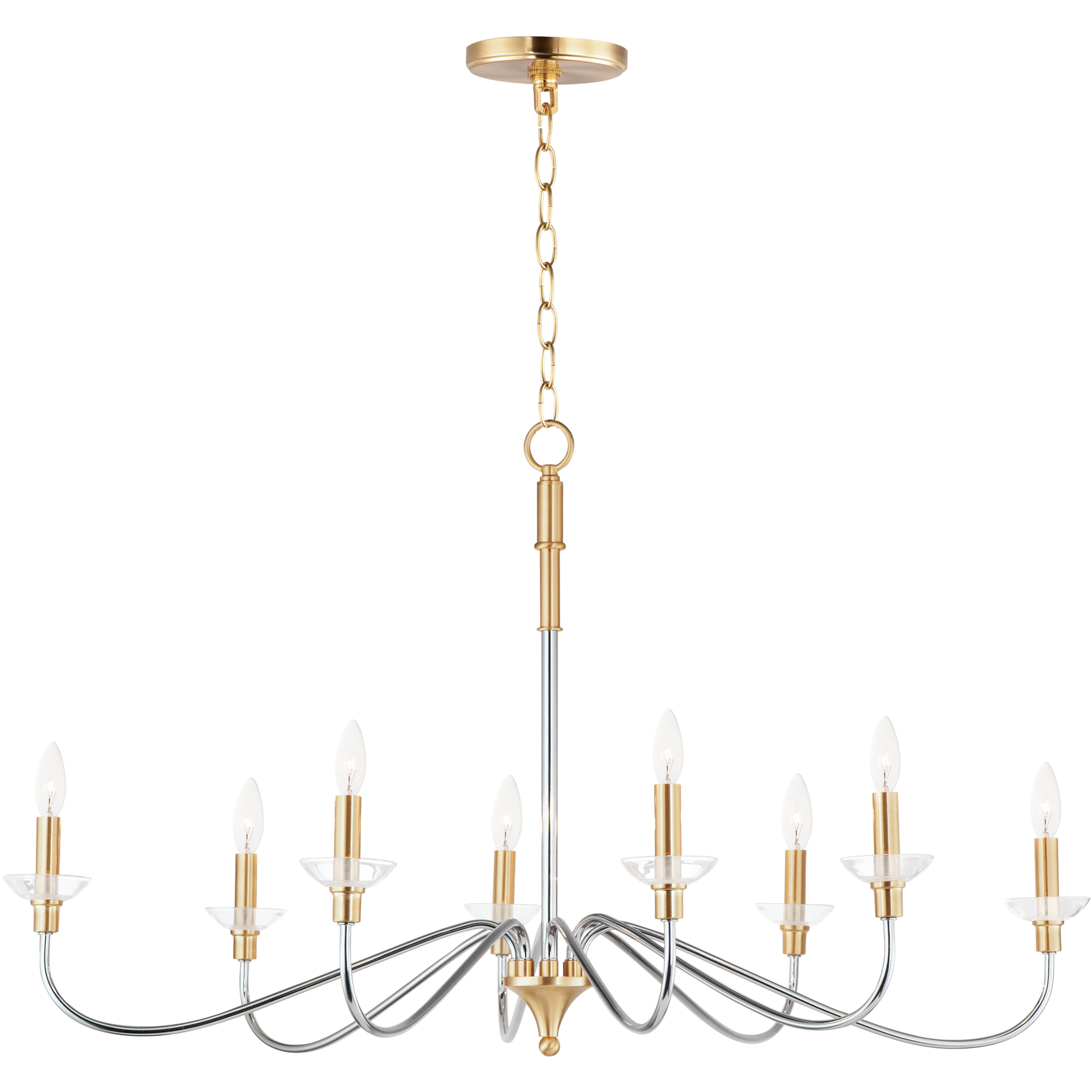 Clarion 8 Light 38 inch Polished Chrome and Satin Brass Chandelier Ceiling Light