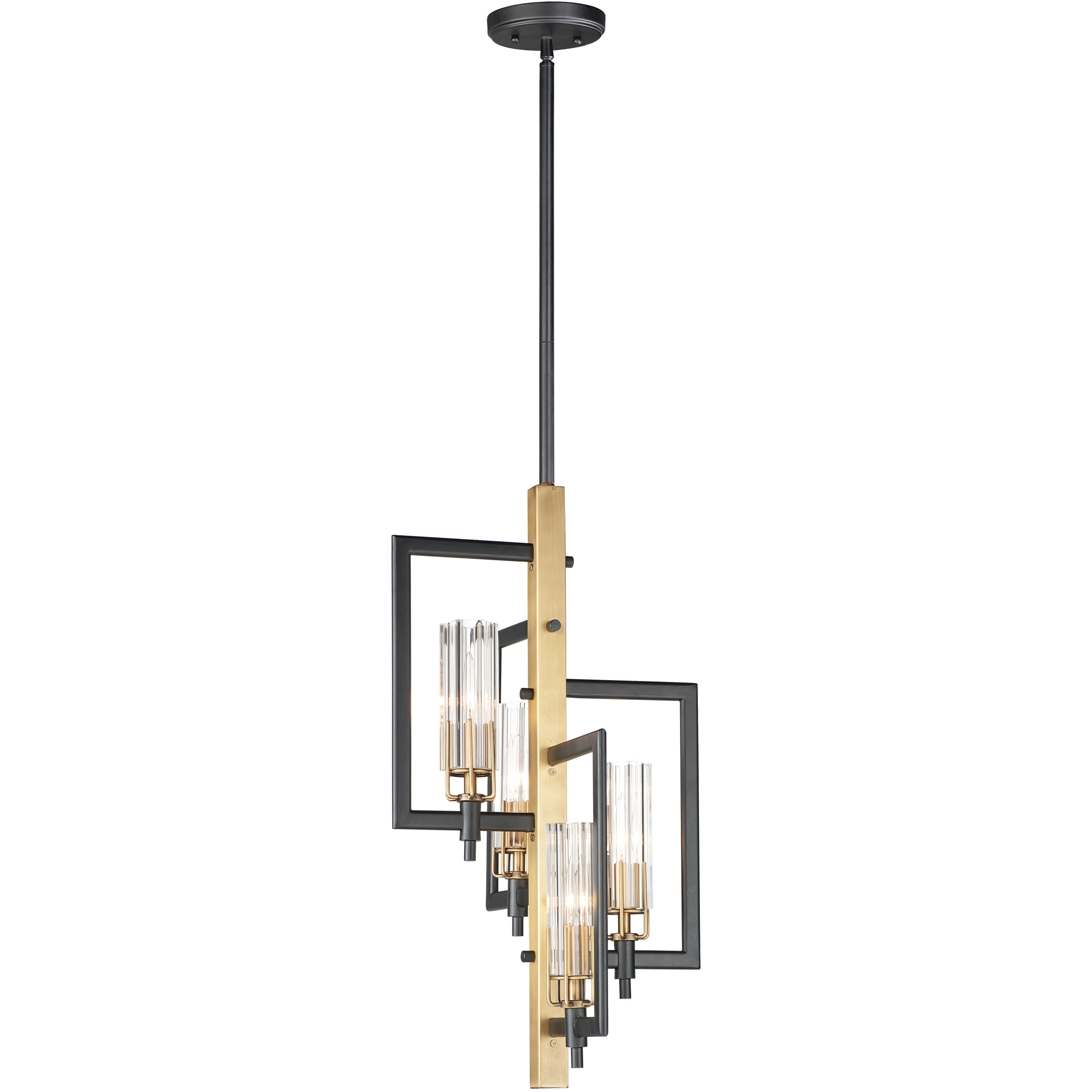Flambeau 4 Light 13 inch Black and Antique Brass Single Pendant Ceiling Light