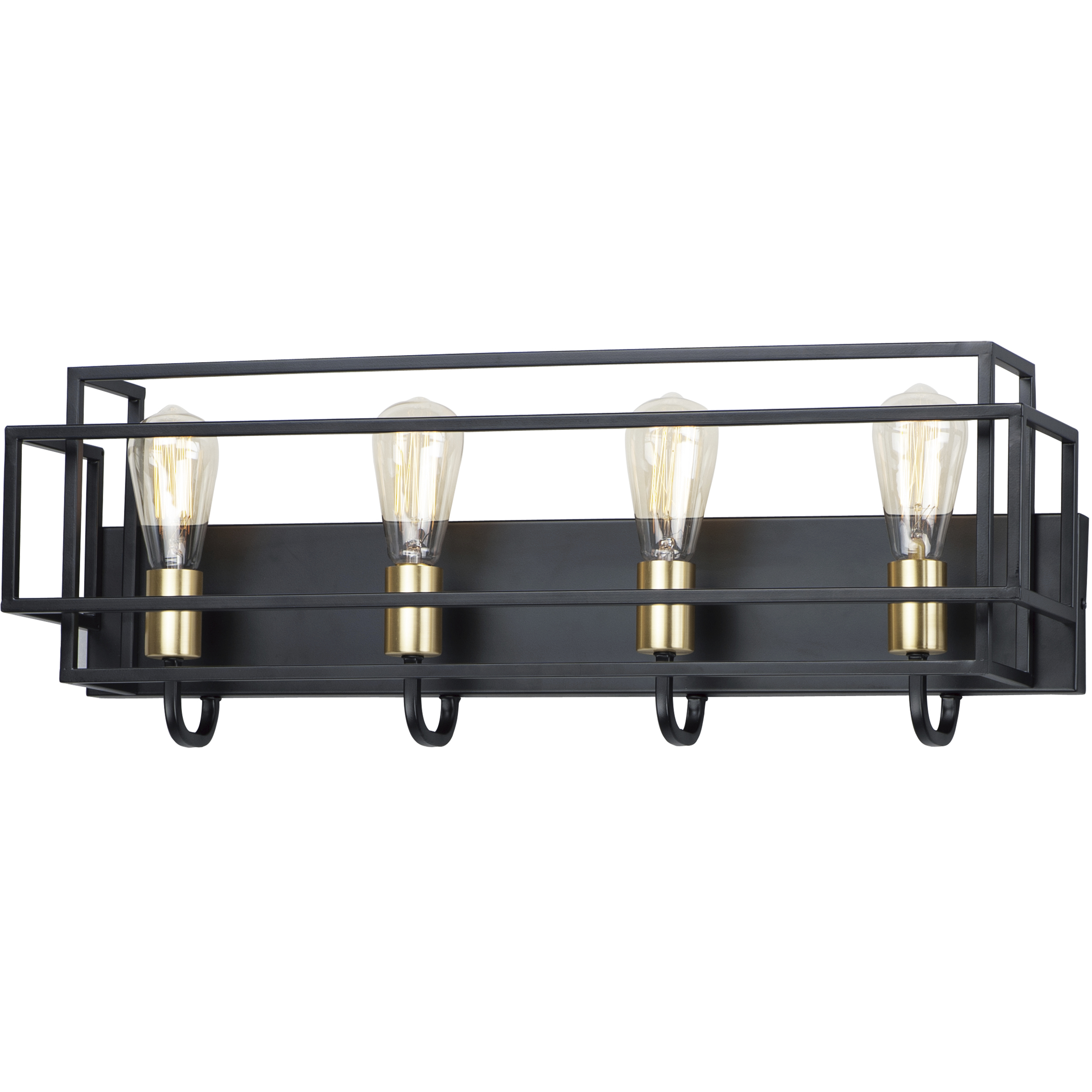 Liner 4 Light 28.5 inch Black and Satin Brass Bath Vanity Wall Light