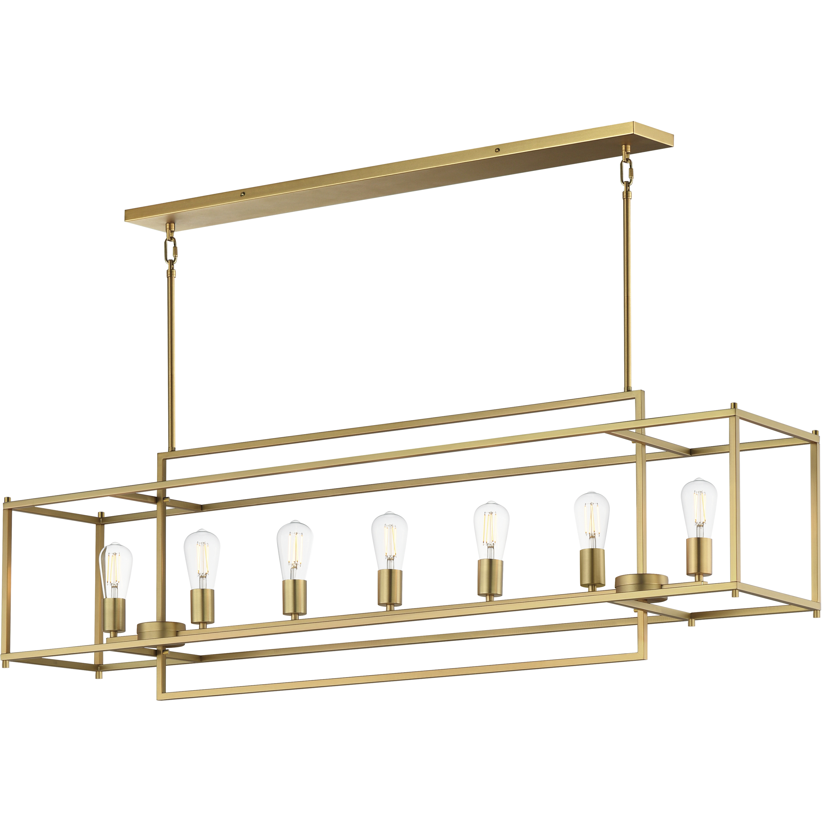 Gridline 7 Light 56 inch Natural Aged Brass Linear Pendant Ceiling Light