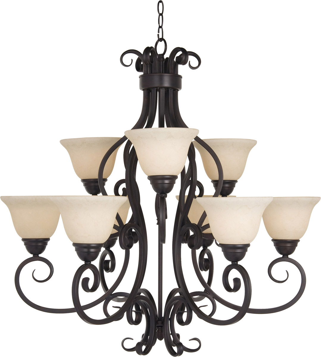Manor 9 Light 33 inch Oil Rubbed Bronze Multi Tier Chandelier Ceiling Light