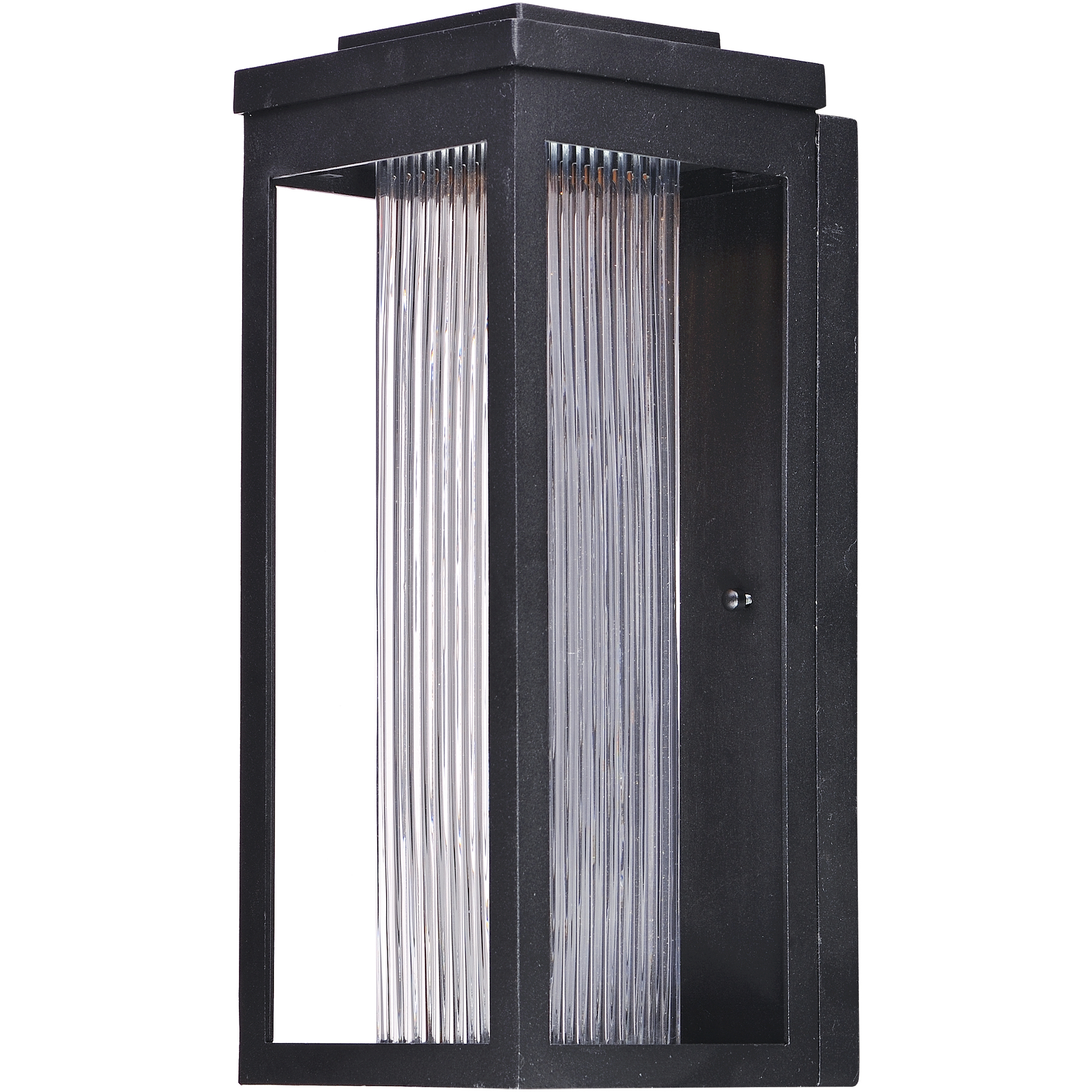 Salon LED 15 inch Black Outdoor Wall Mount in Clear Ribbed