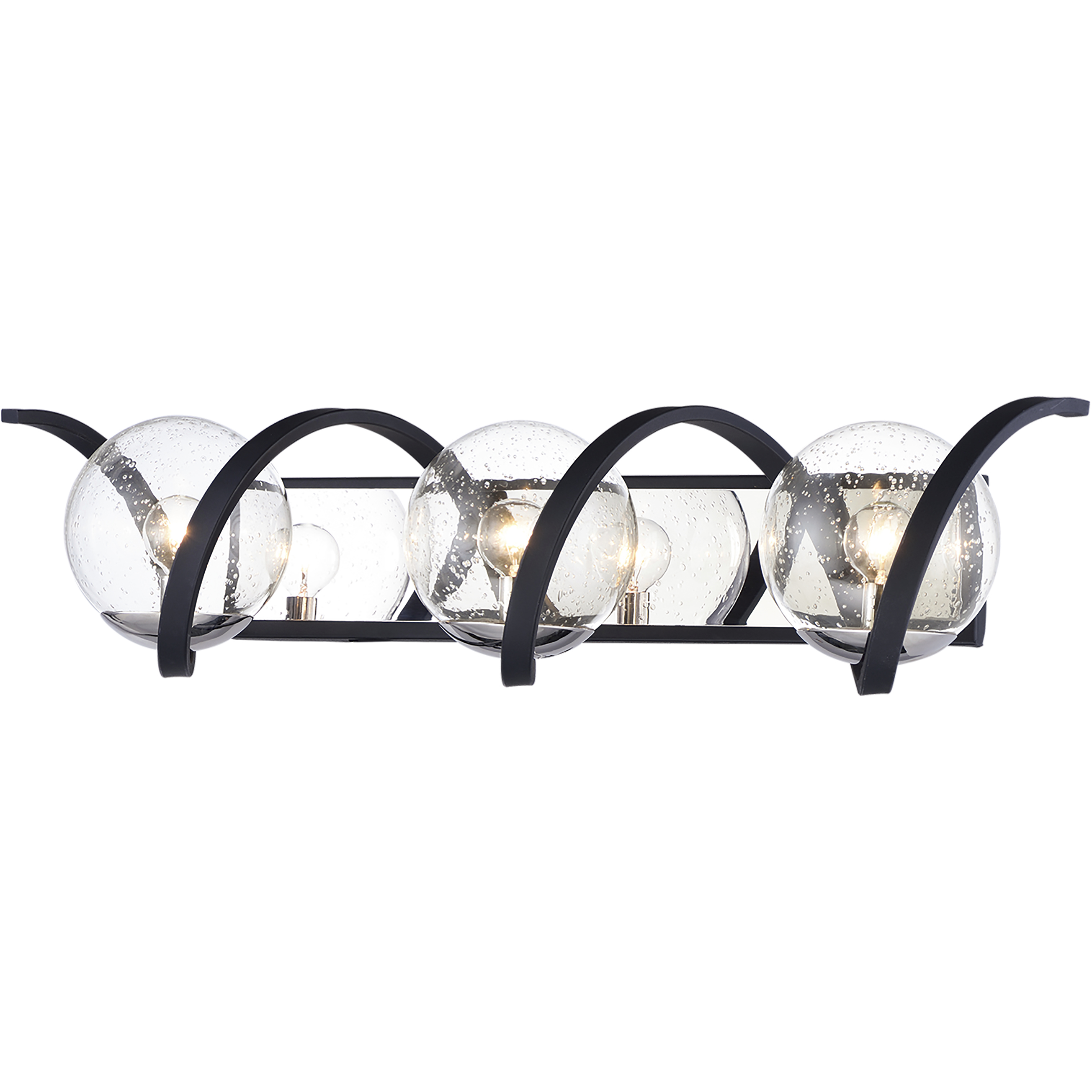 Curlicue 3 Light 30 inch Black and Polished Nickel Bath Vanity Wall Light