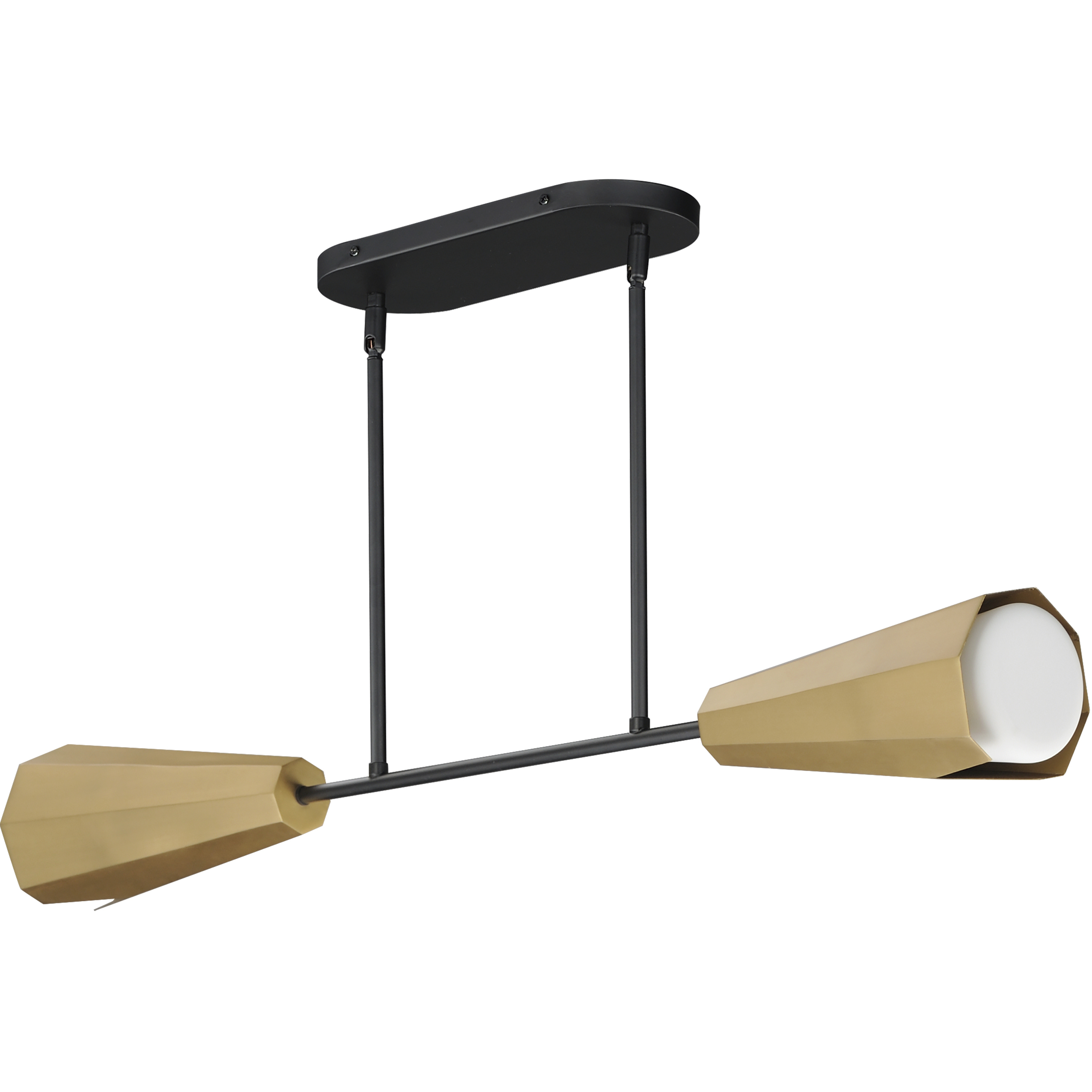 Rizzo 2 Light 36.75 inch Black and Antique Brass Linear Pendant Ceiling Light
